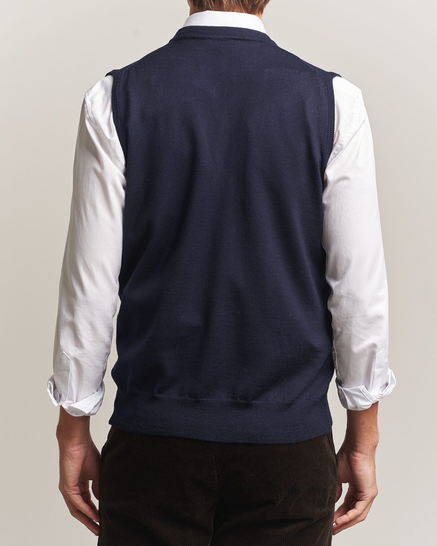 Homme | Pulls Et Tricots | Morgano | Extra Fine Merino Wool Sleevles Cardigan Vest Navy