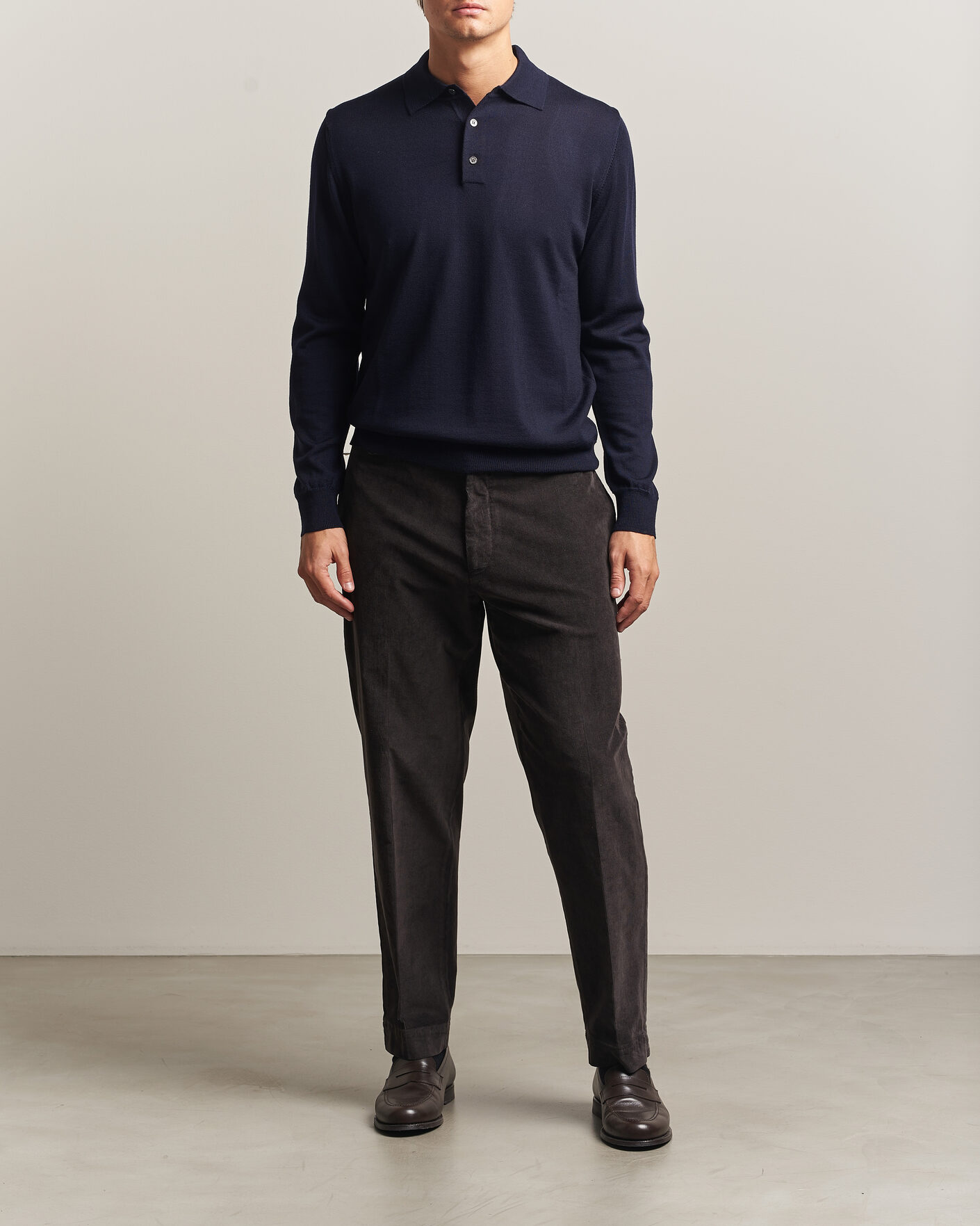 Heren | Truien | Morgano | Extra Fine Merino Wool Polo Navy