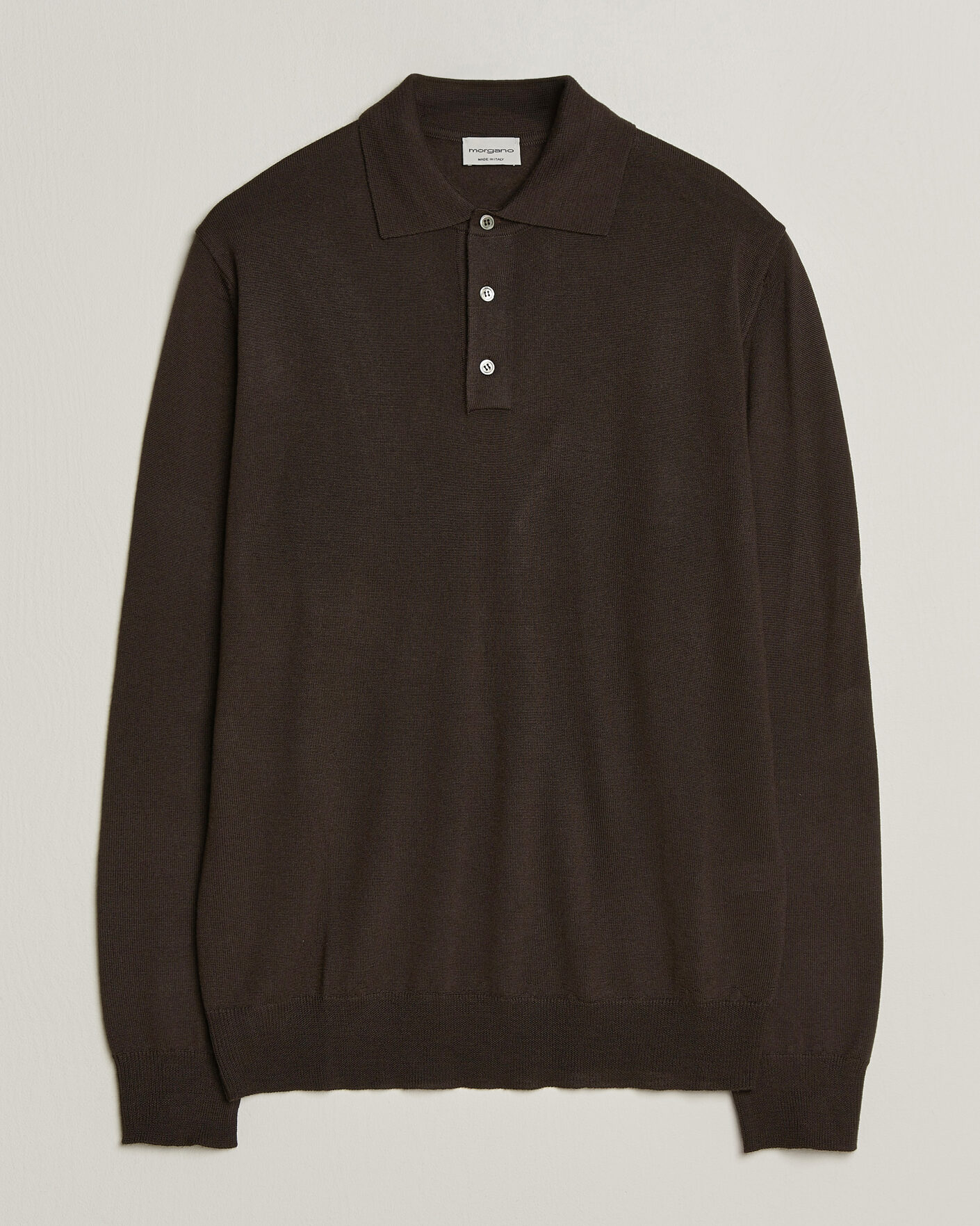 Homme | Pulls Et Tricots | Morgano | Extra Fine Merino Wool Polo Dark Brown
