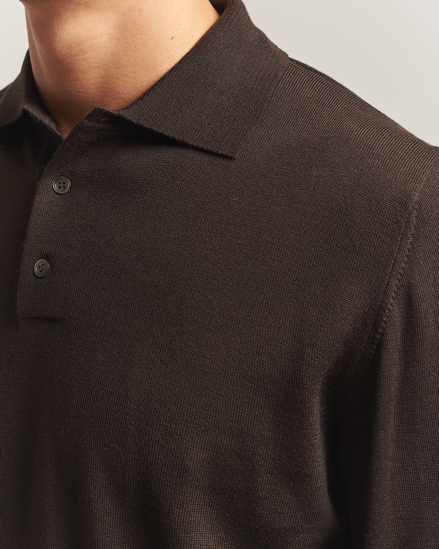 Homme | Pulls Et Tricots | Morgano | Extra Fine Merino Wool Polo Dark Brown