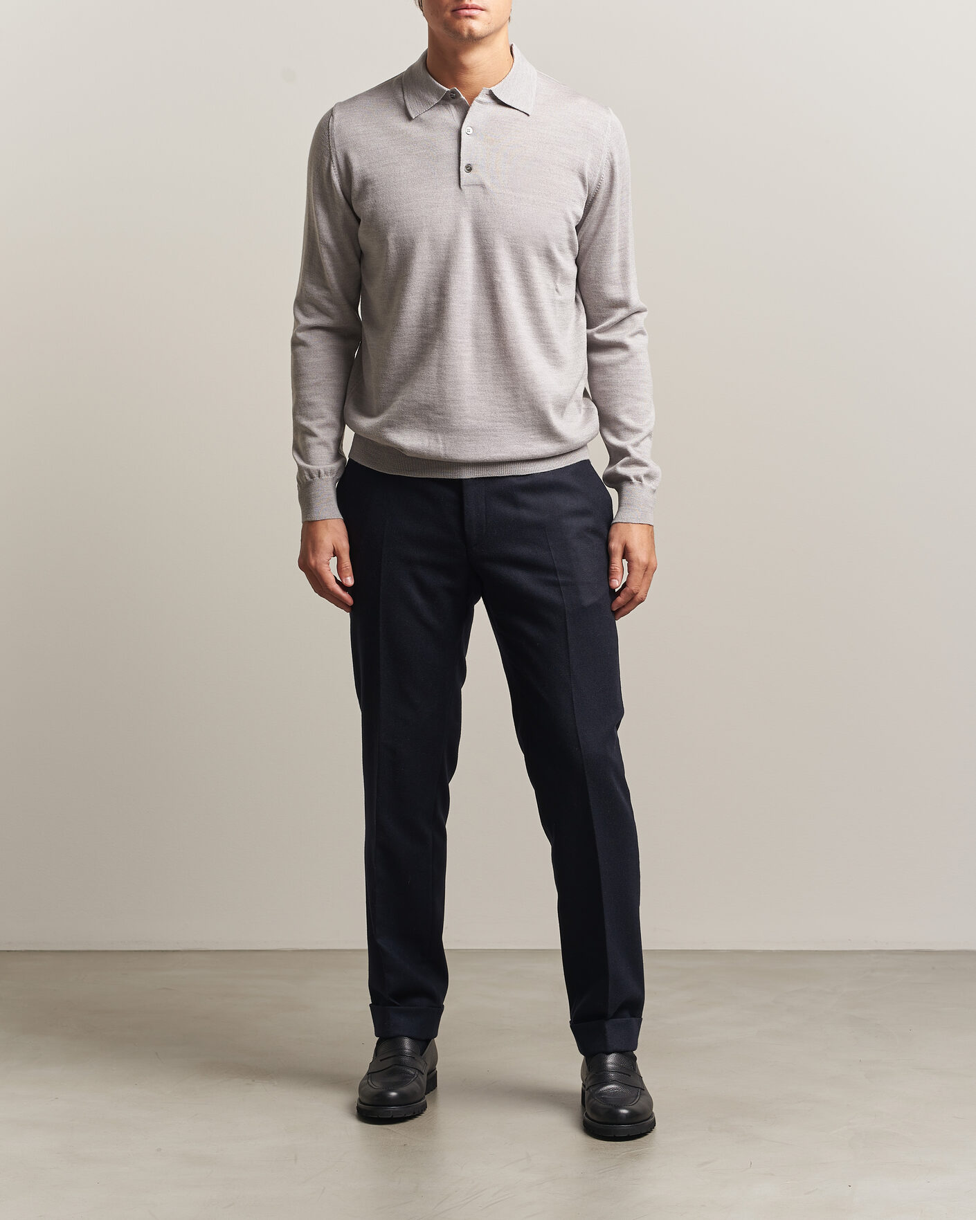 Homme | Pulls Et Tricots | Morgano | Extra Fine Merino Wool Polo Light Grey
