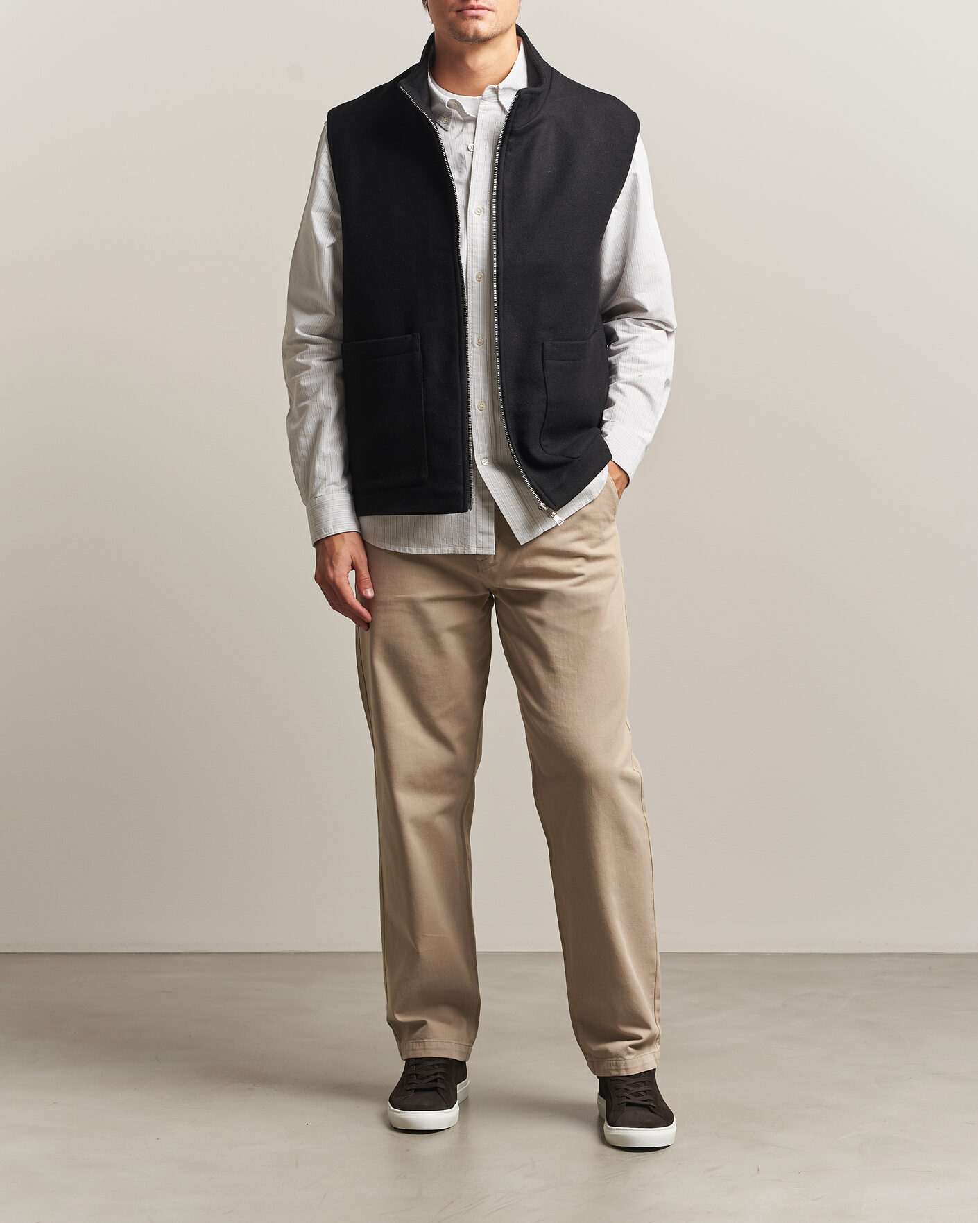 Heren | Gilets | A Day's March | Canora Lined Wool Vest Black