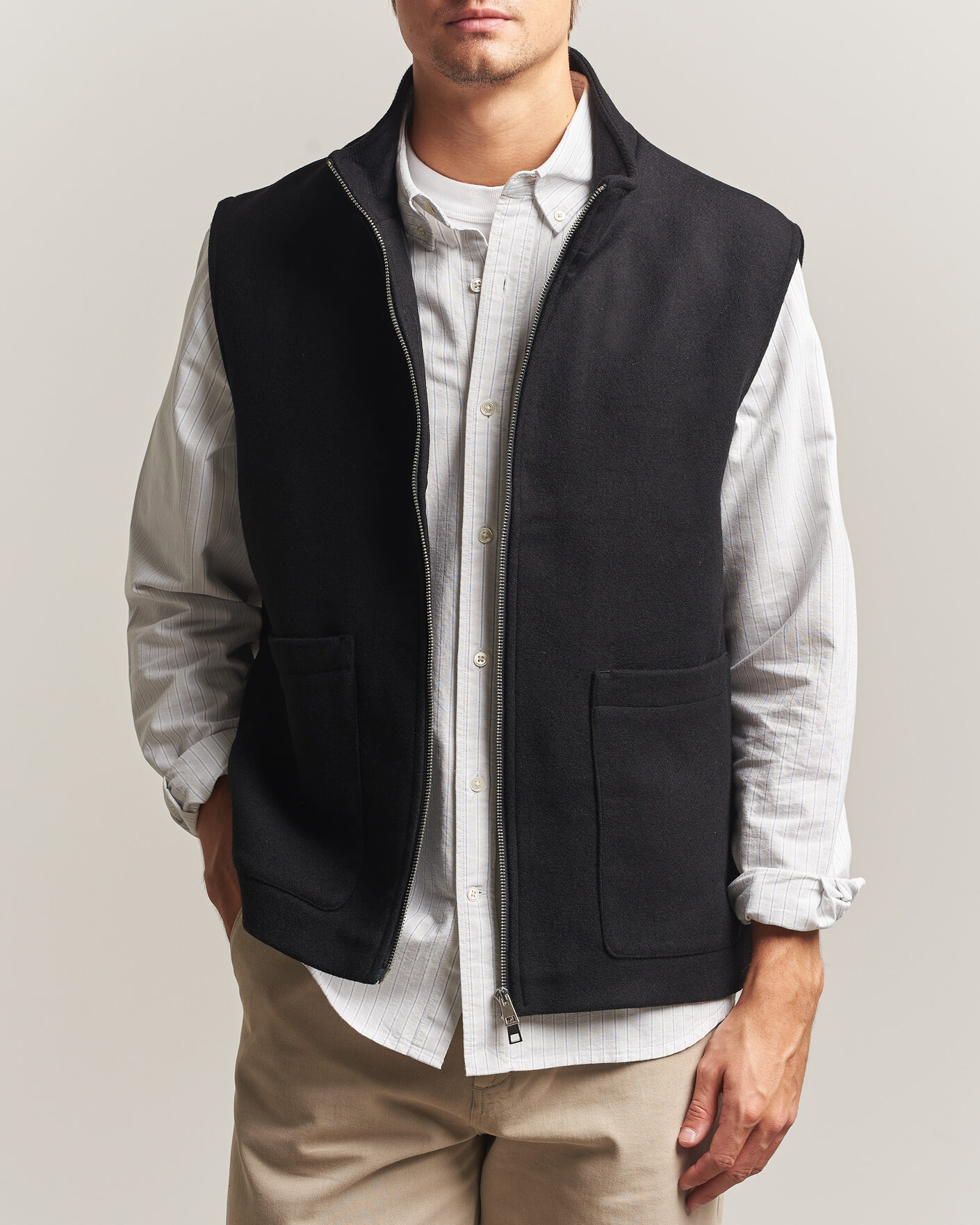 Heren | Gilets | A Day's March | Canora Lined Wool Vest Black