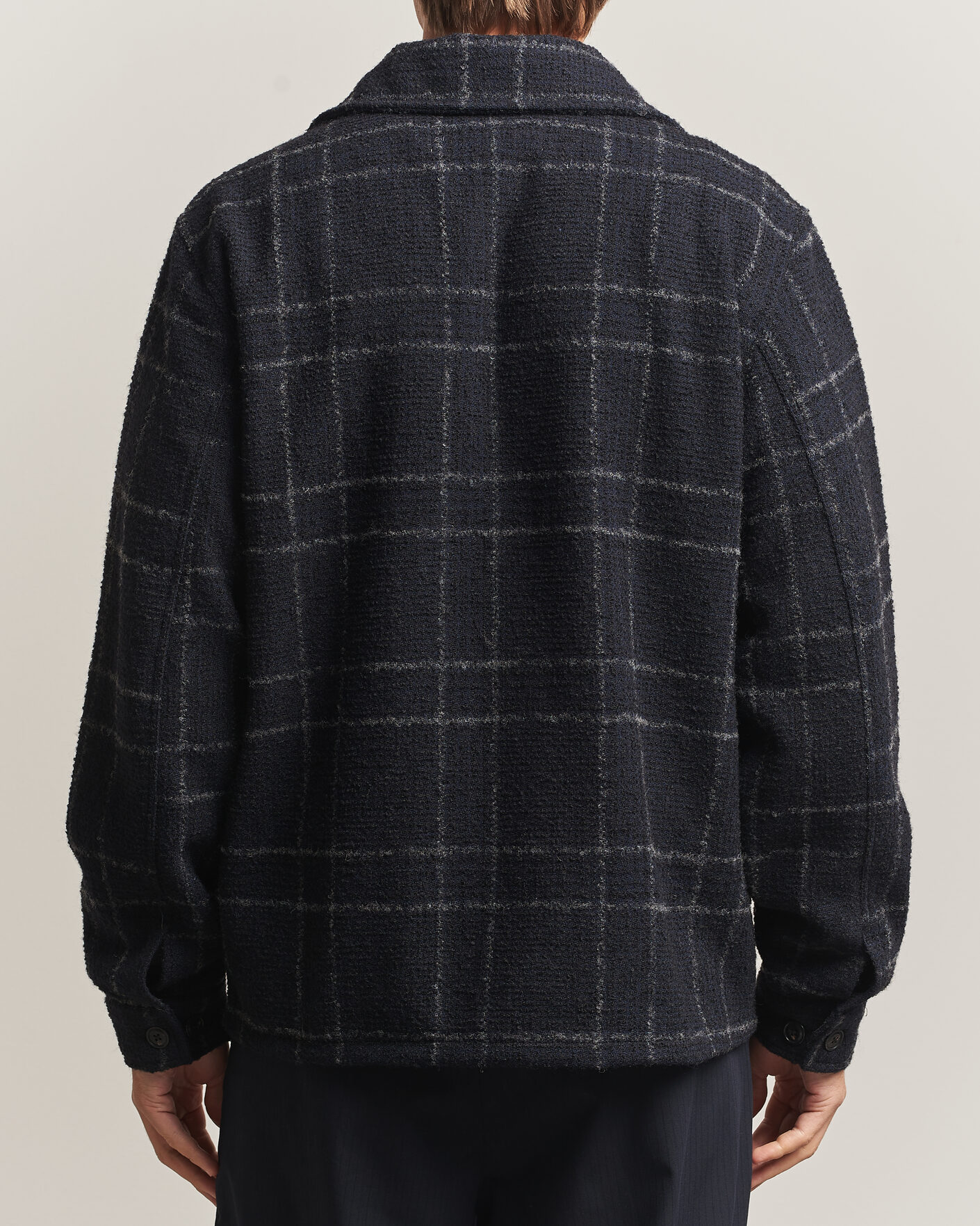 Homme | Chemises | A Day's March | Algot Wool Checked Overshirt Navy
