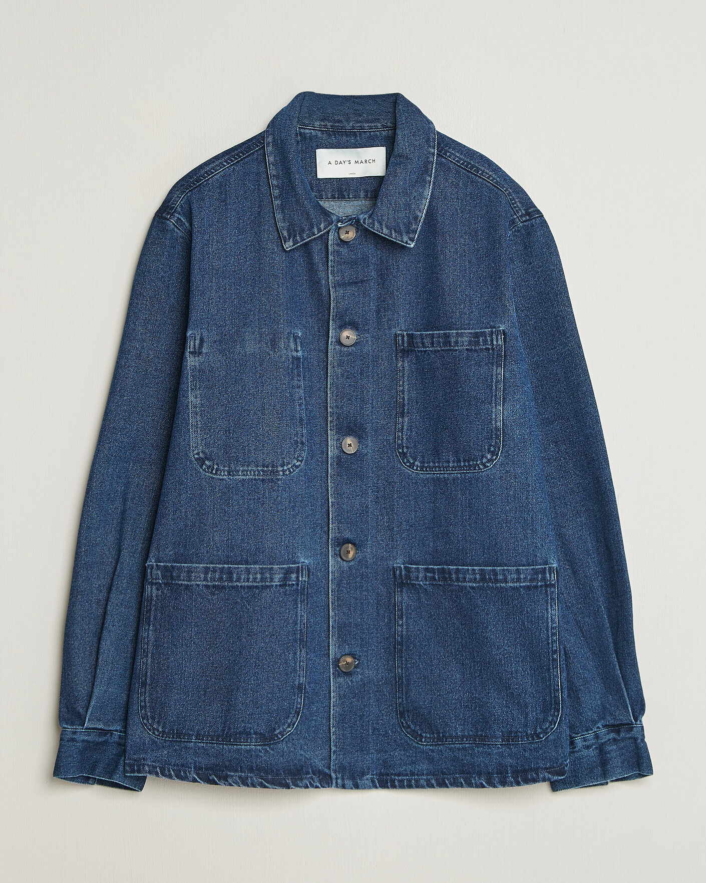 Heren | Overhemden | A Day's March | Algot Denim Overshirt Dark Blue Wash