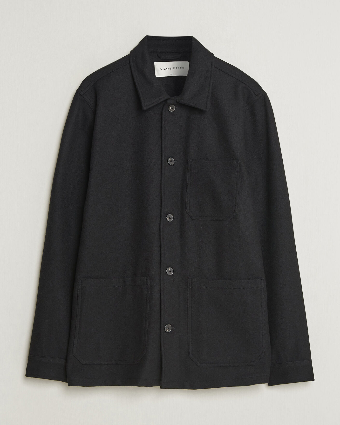 Homme | Chemises | A Day's March | Original Wool Overshirt Black