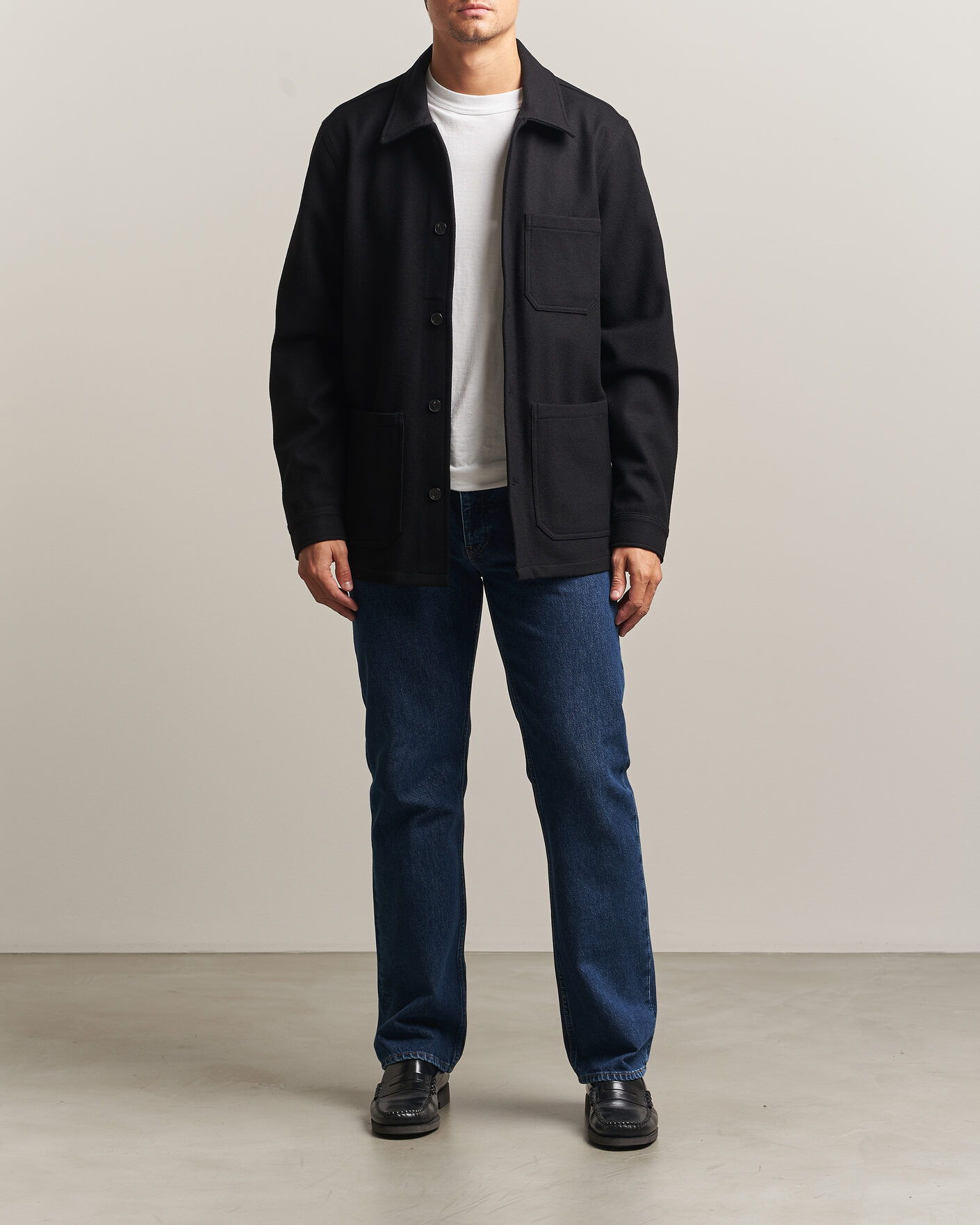 Homme | Chemises | A Day's March | Original Wool Overshirt Black