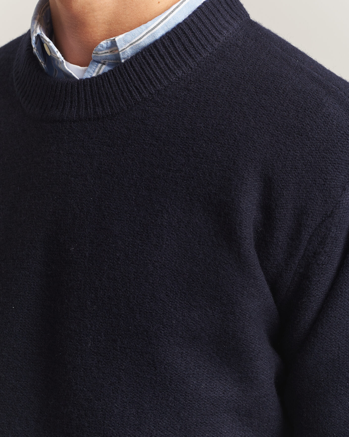 Heren | Truien | A Day's March | Tietar Boiled Merino Sweater Navy