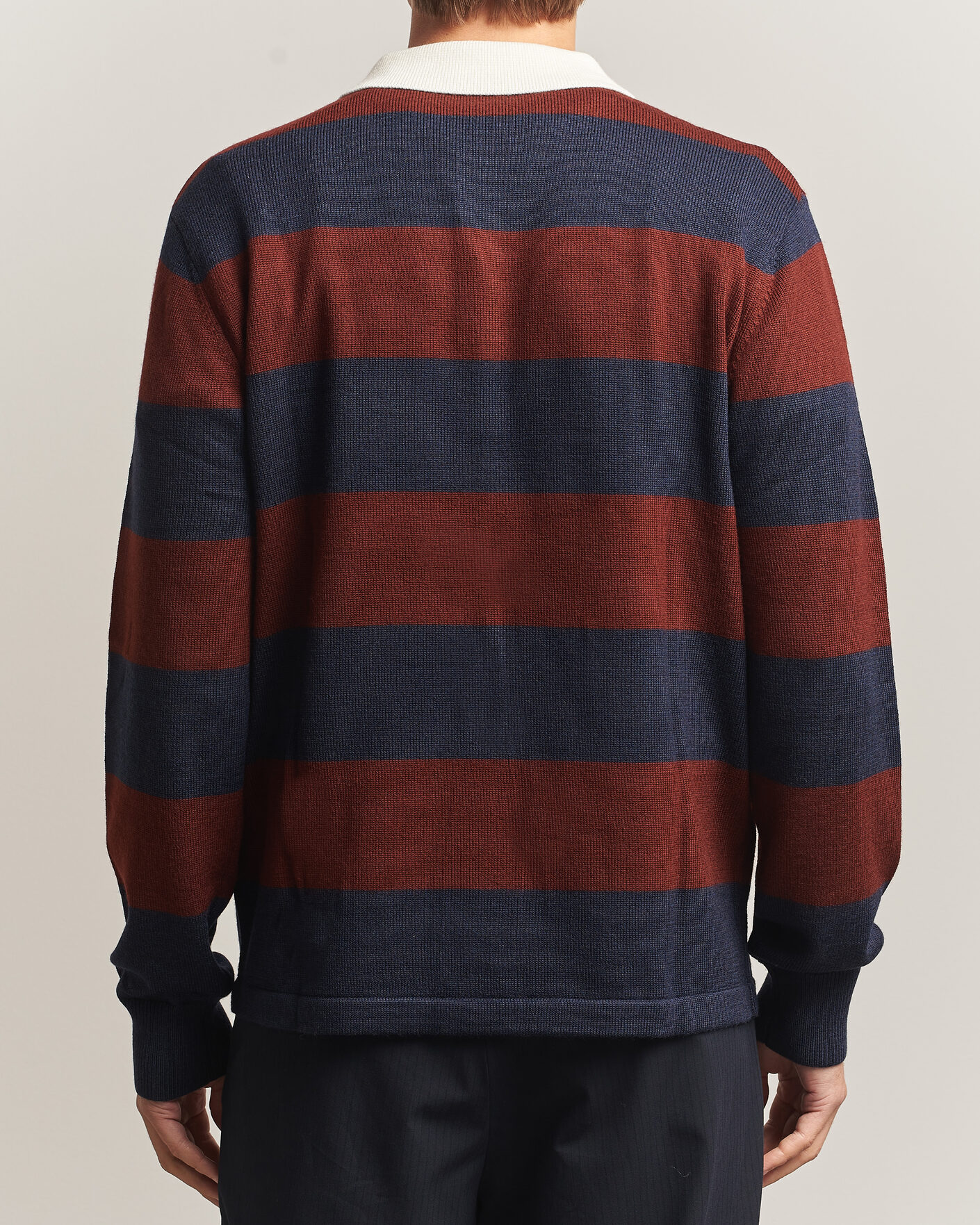 Homme | Pulls Et Tricots | A Day's March | Kenny Striped Merino Rugby Sweater Rust/Navy