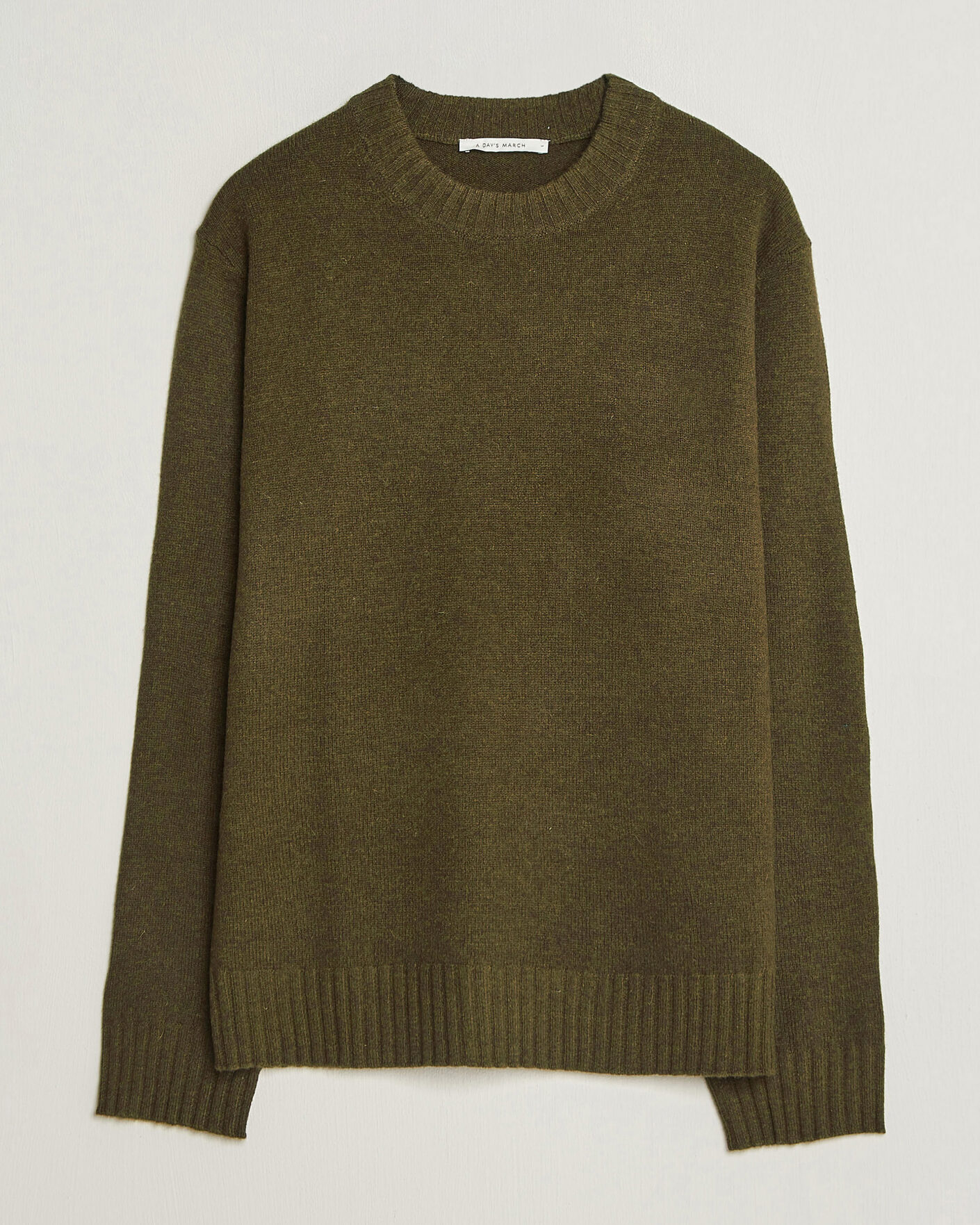 Heren | Truien | A Day's March | Marlow Lambswool Sweater Forest Green