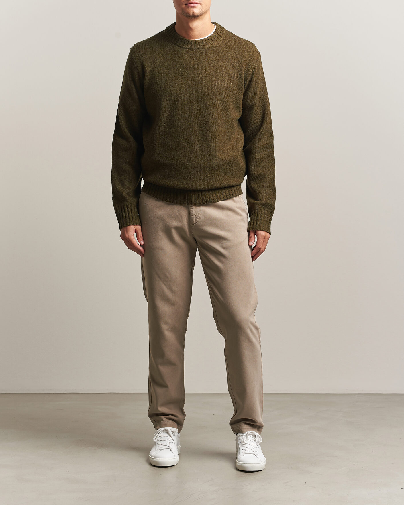 Heren | Truien | A Day's March | Marlow Lambswool Sweater Forest Green
