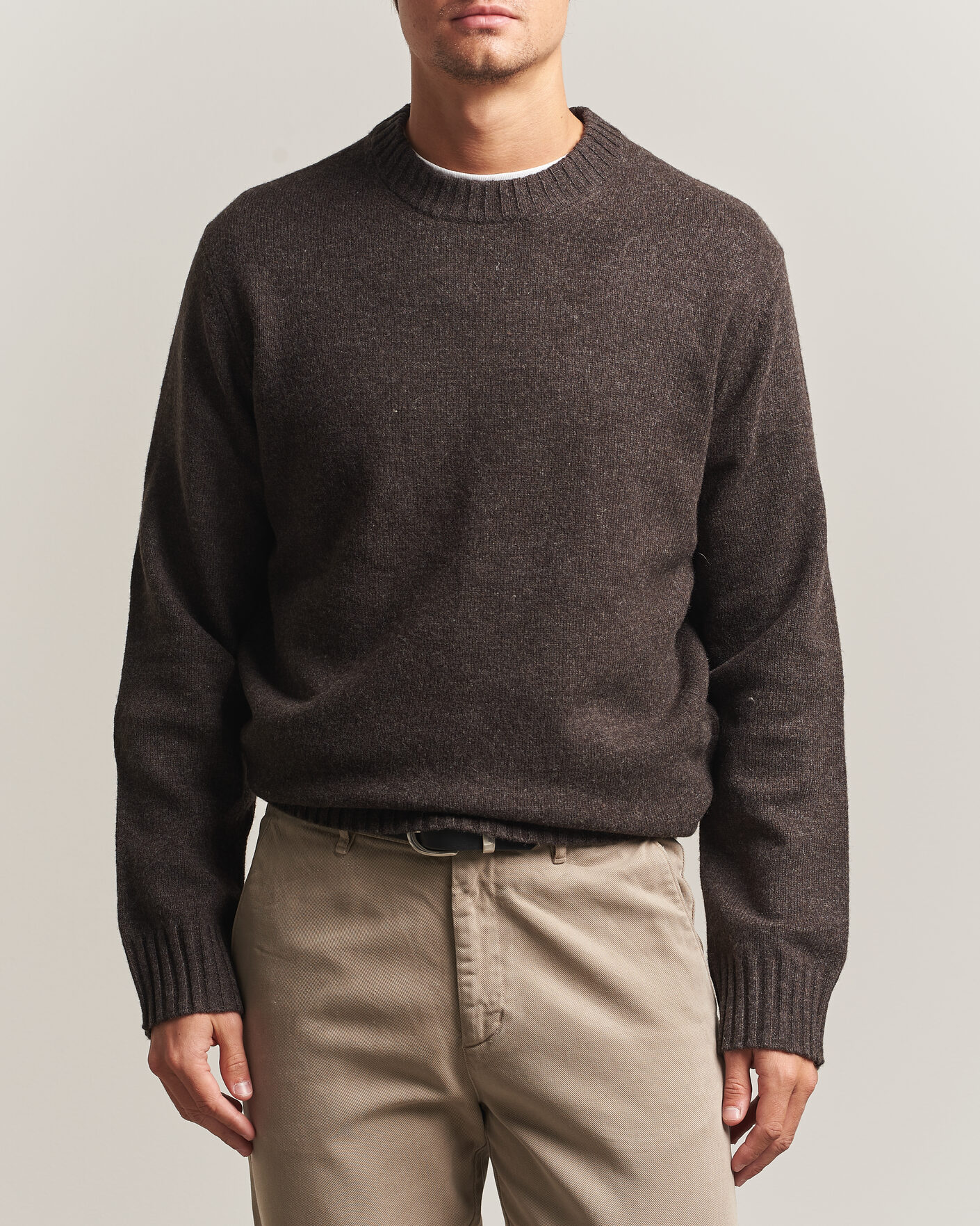 Heren | Truien | A Day's March | Marlow Lambswool Sweater Dark Brown