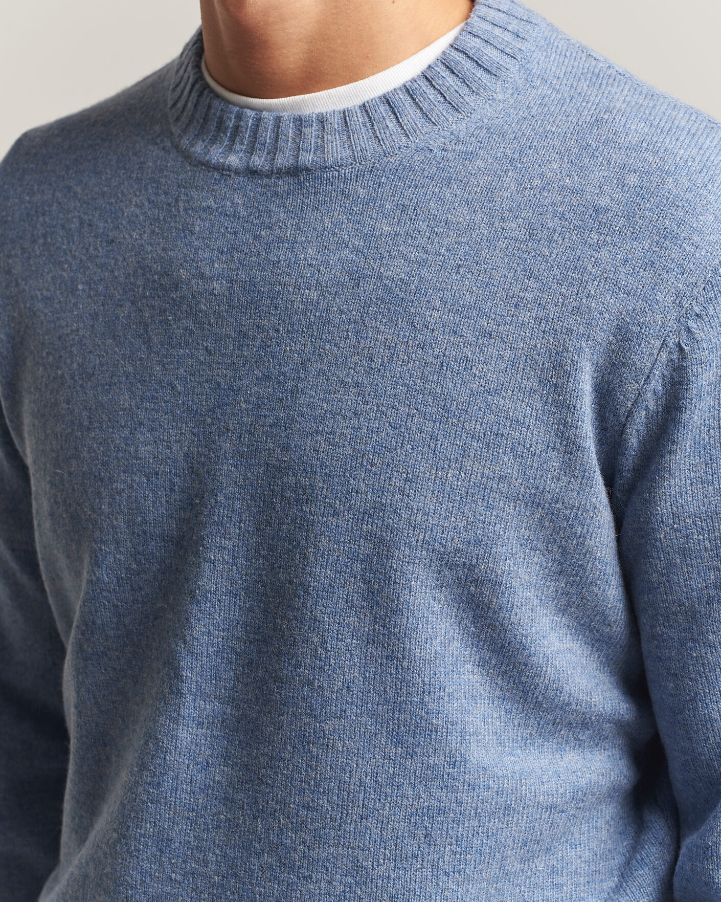 Heren | Truien | A Day's March | Marlow Lambswool Sweater Misty Blue