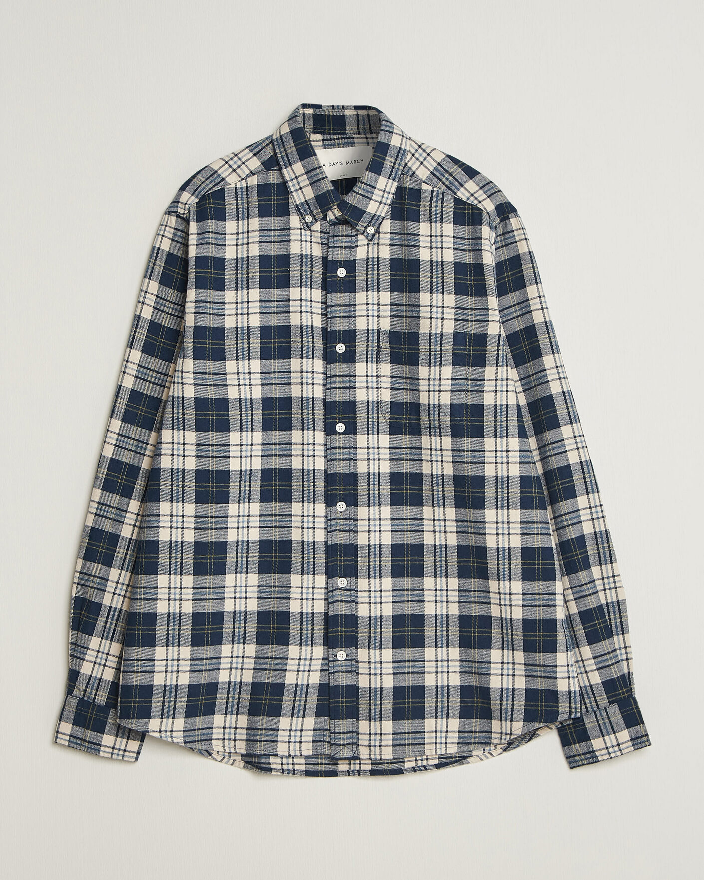 Homme | Chemises | A Day's March | Classic Checked Flannel Shirt Navy/White