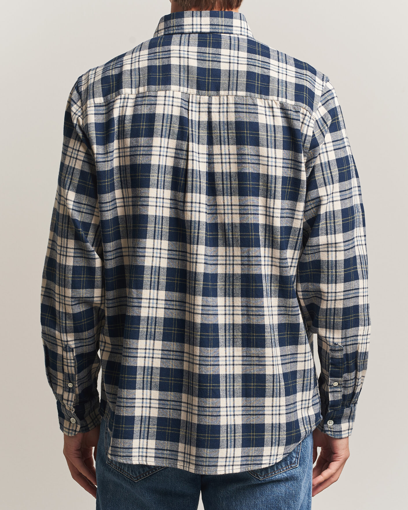 Homme | Chemises | A Day's March | Classic Checked Flannel Shirt Navy/White