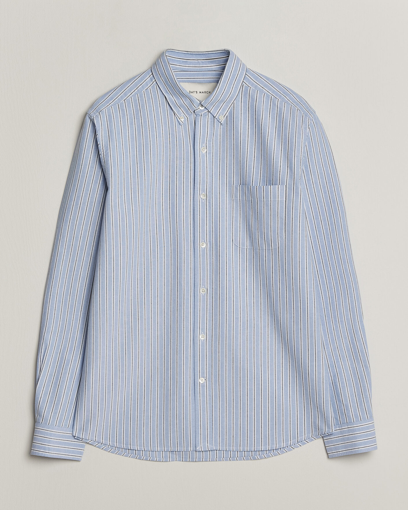 Homme | Chemises | A Day's March | Classic Flag Striped Oxford Shirt White/Blue/Black