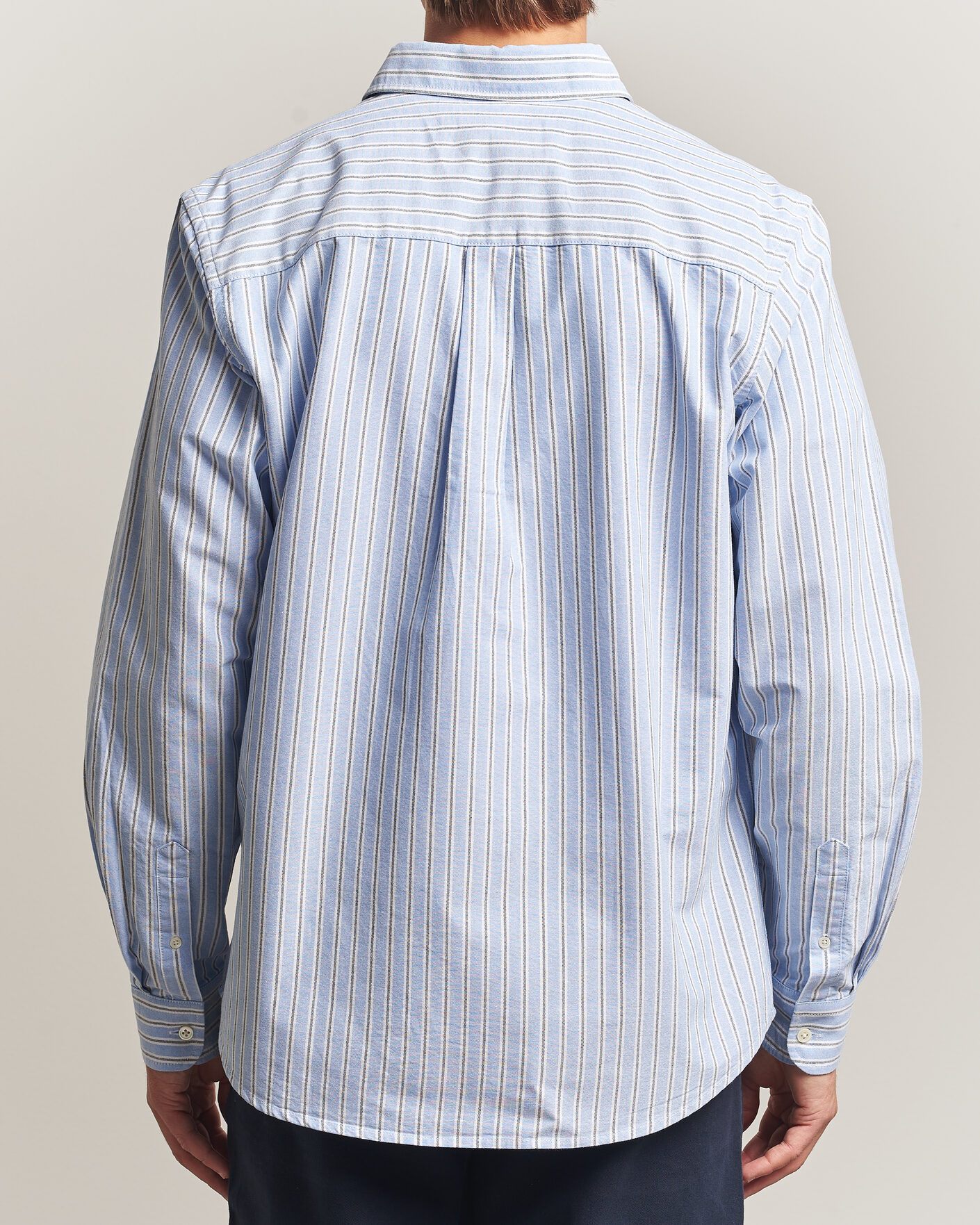 Homme | Chemises | A Day's March | Classic Flag Striped Oxford Shirt White/Blue/Black