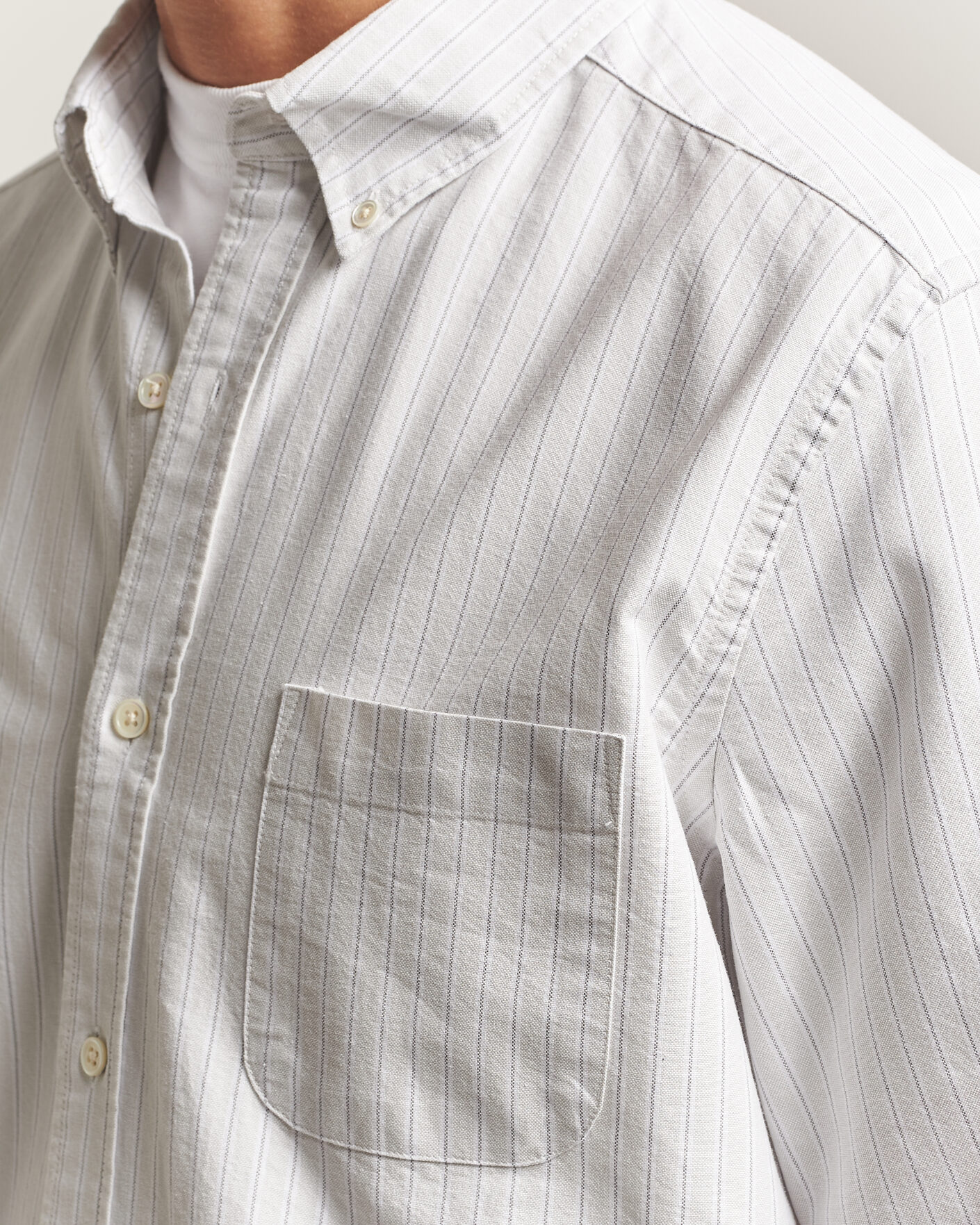 Heren | Overhemden | A Day's March | Classic Flag Striped Oxford Shirt Grey/White
