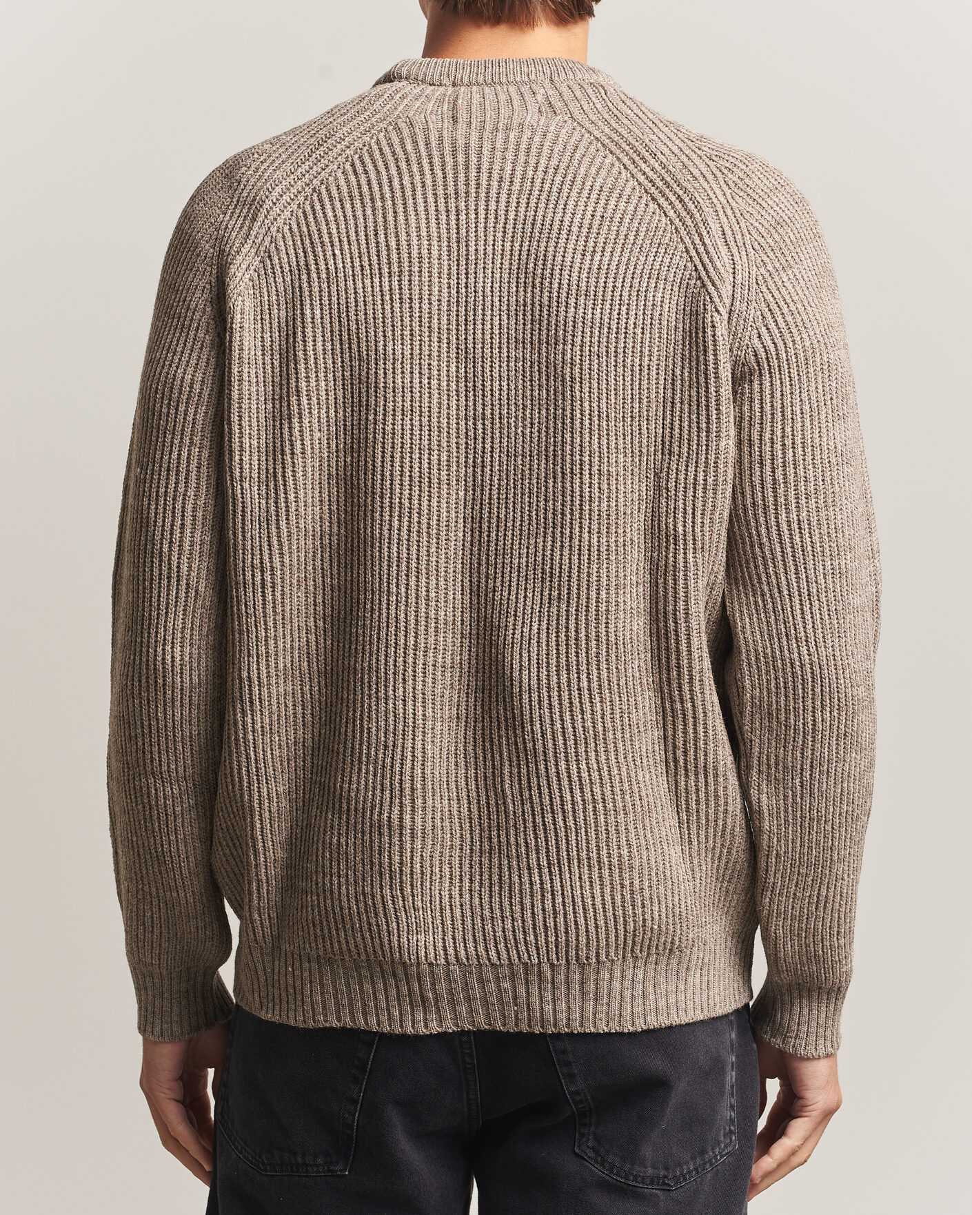 Heren | Truien | Peregrine | Ford Knitted Wool Jumper Light Brown