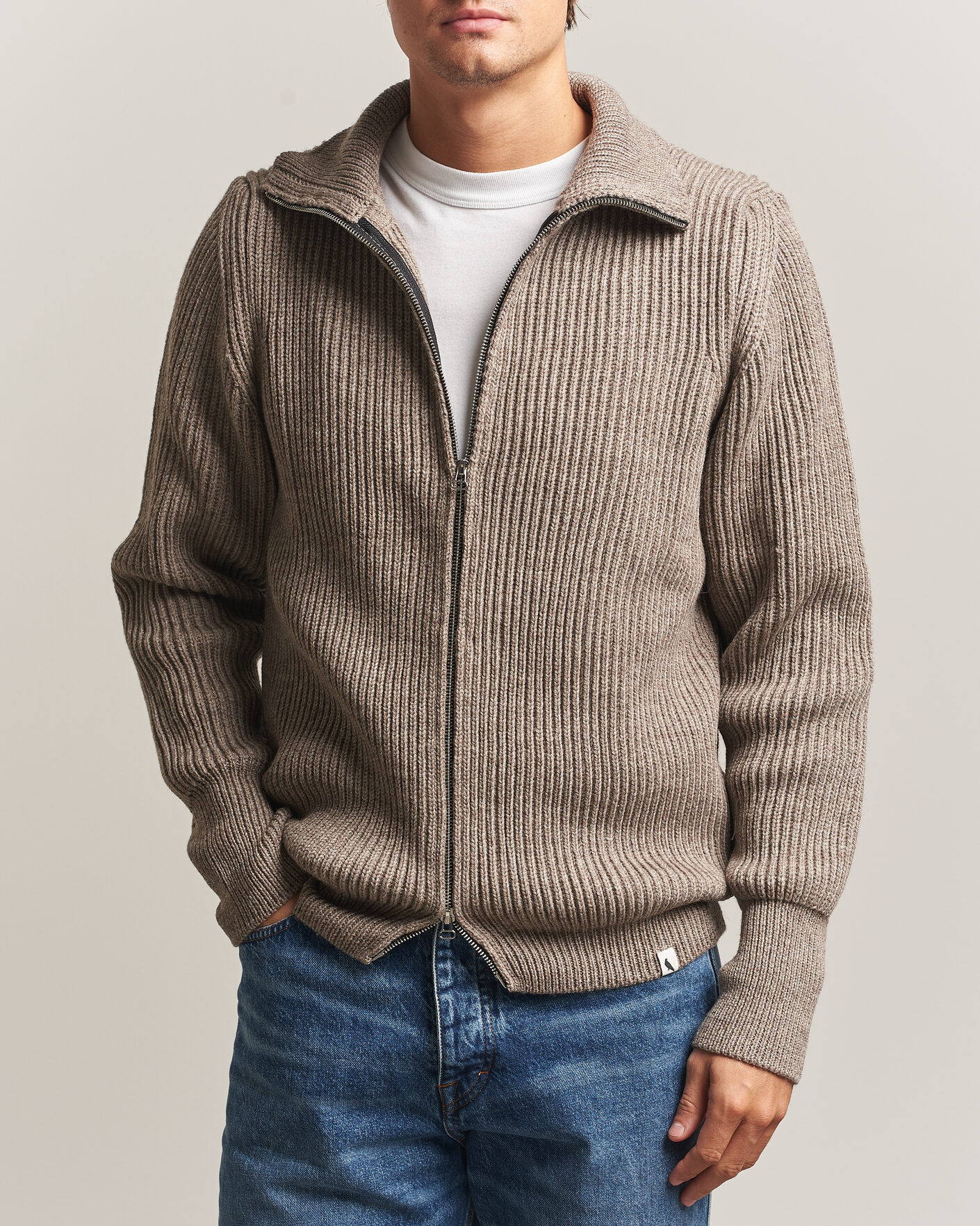 Homme | Pulls Et Tricots | Peregrine | Fisherman Merino Zip Cardigan Light Brown