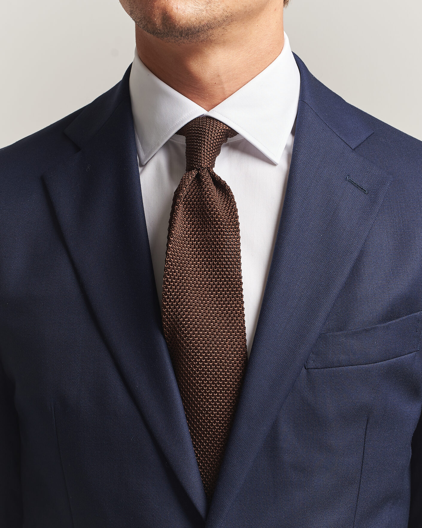 Homme | Cravates | Gant | Silk Knitted Tie Shadow Brown