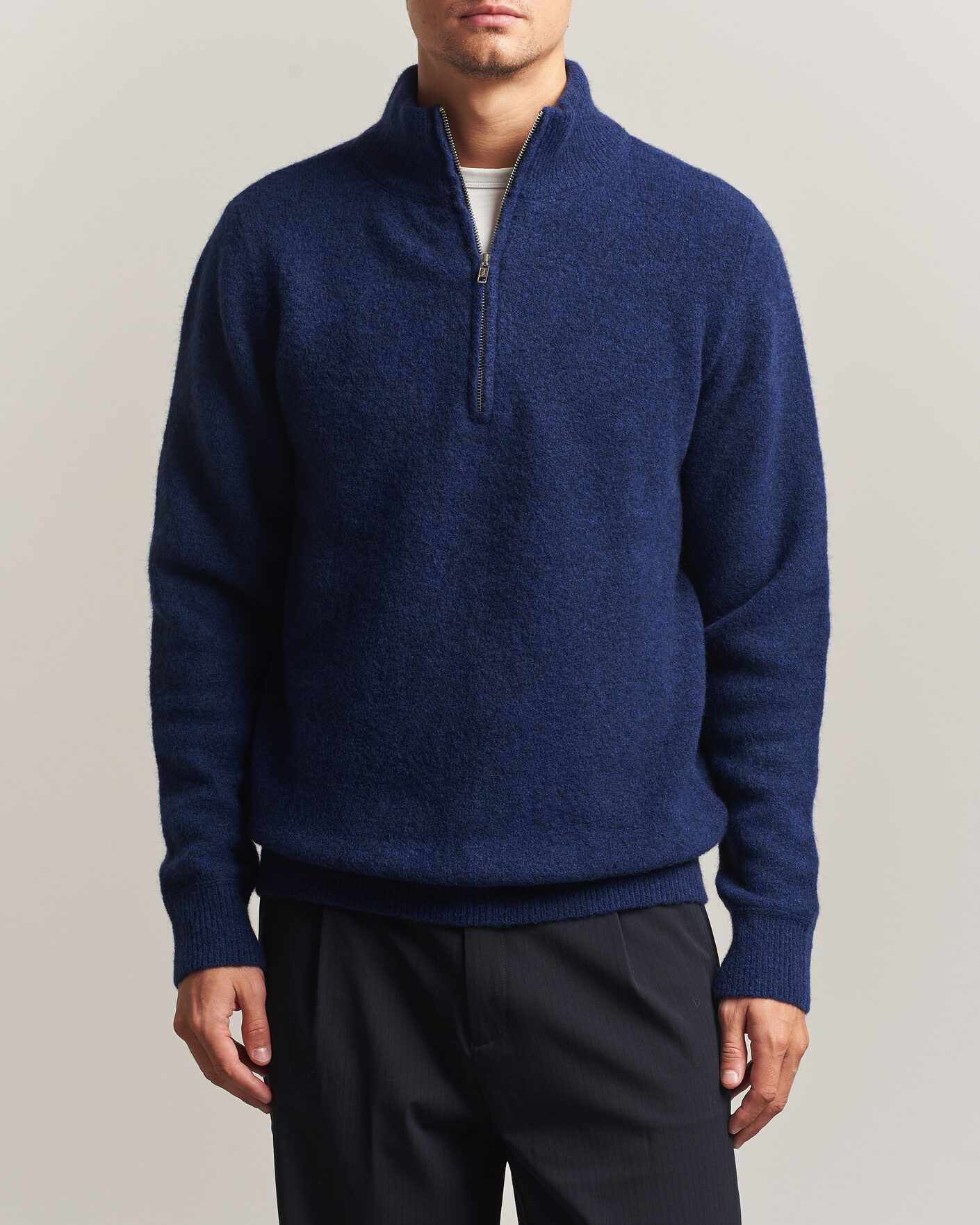 Heren | Truien | Filippa K | Andrew Yak Knitted Half Zip Deep Blue