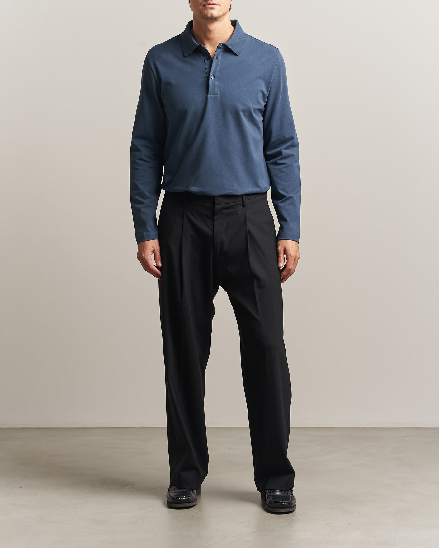 Homme | Polos | Filippa K | Luke Lycra Polo Shirt Stone Blue