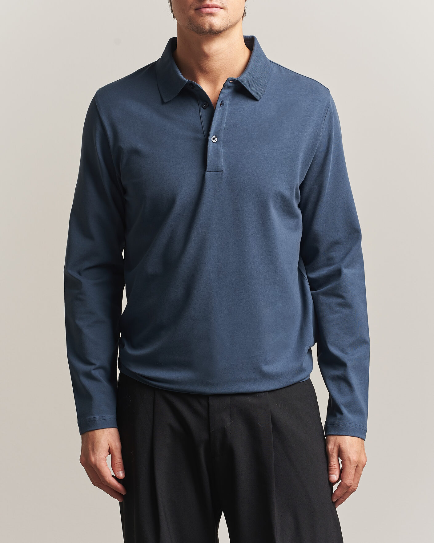 Homme | Polos | Filippa K | Luke Lycra Polo Shirt Stone Blue