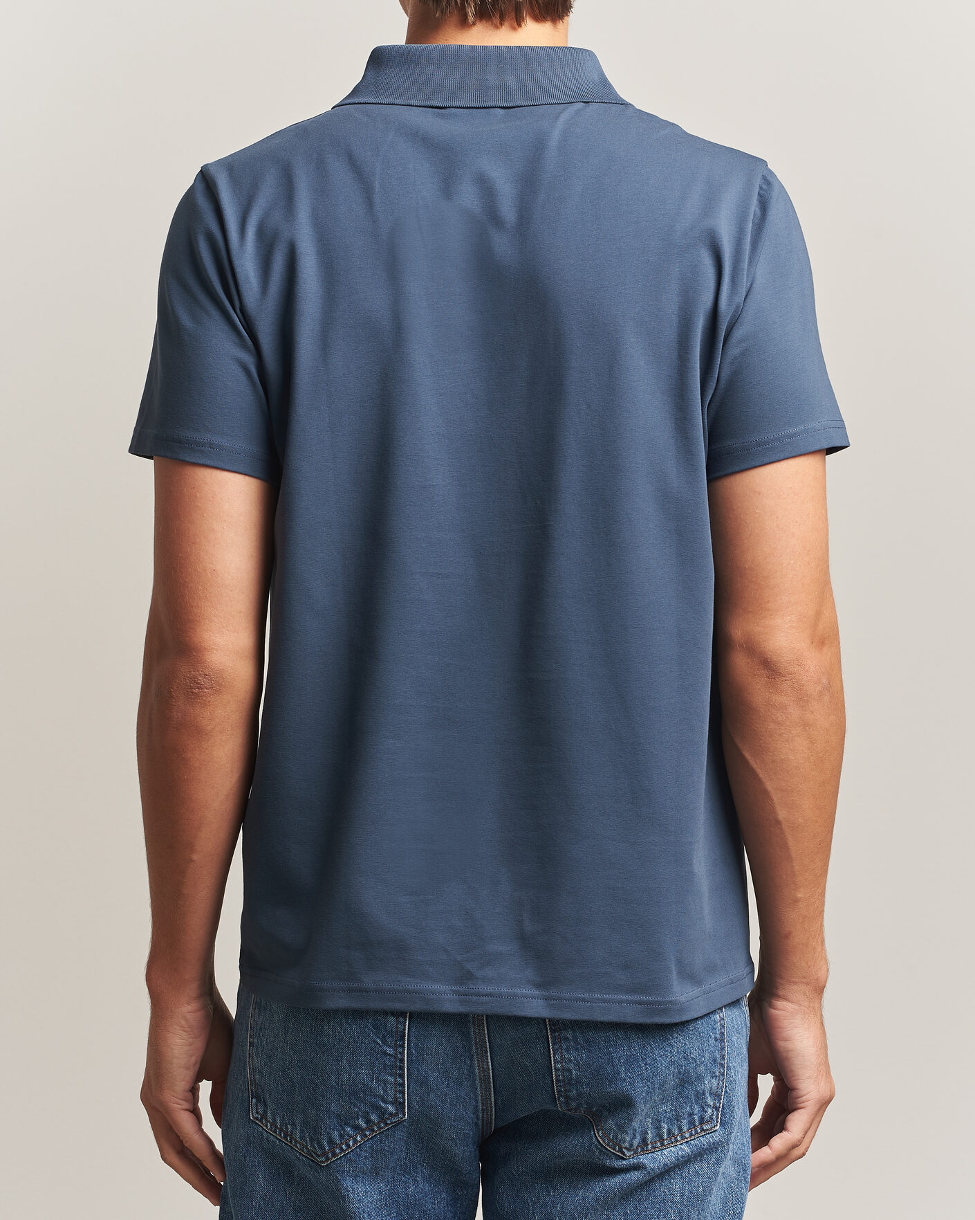 Homme | Polos | Filippa K | Soft Lycra Polo T-Shirt Stone Blue