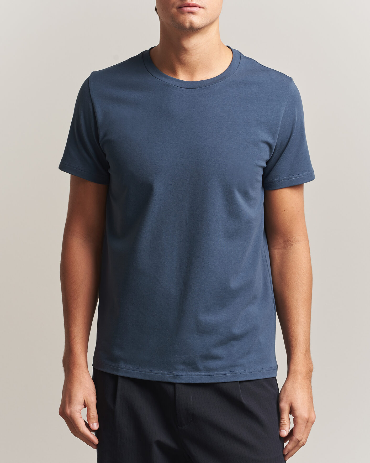 Homme | T-shirts | Filippa K | Soft Lycra T-Shirt Stone Blue
