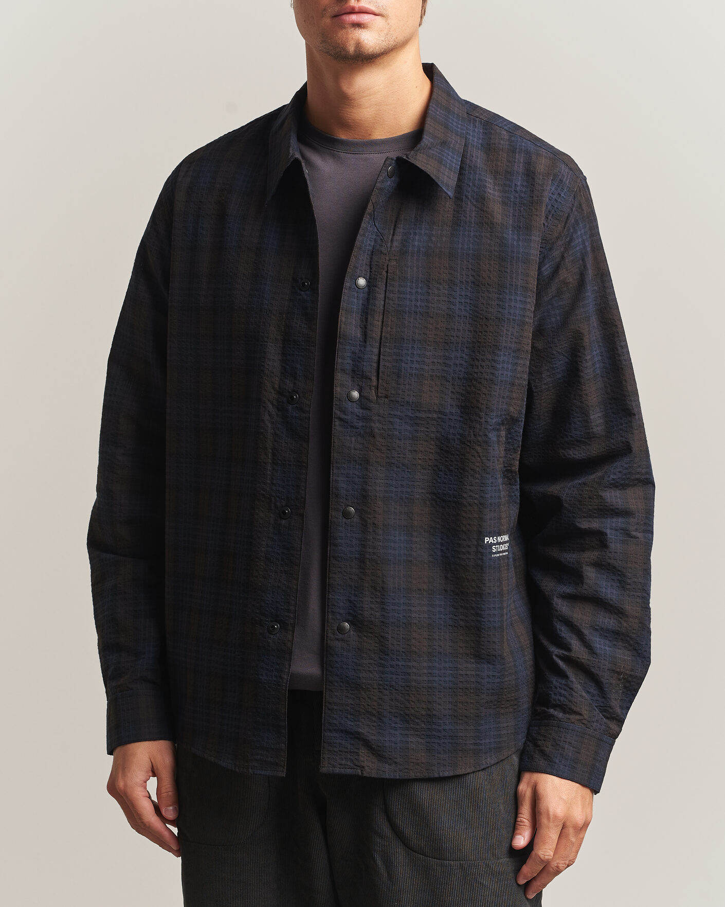 Homme | Chemises | Pas Normal Studios | Off-Race Seersucker Shirt Dark Navy