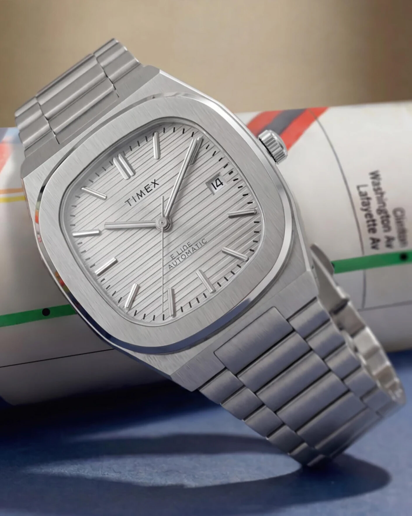 Heren | Timex Automatic E Line Stainless Steel 38mm Silver Dial | Timex | Automatic E Line Stainless Steel 38mm Silver Dial