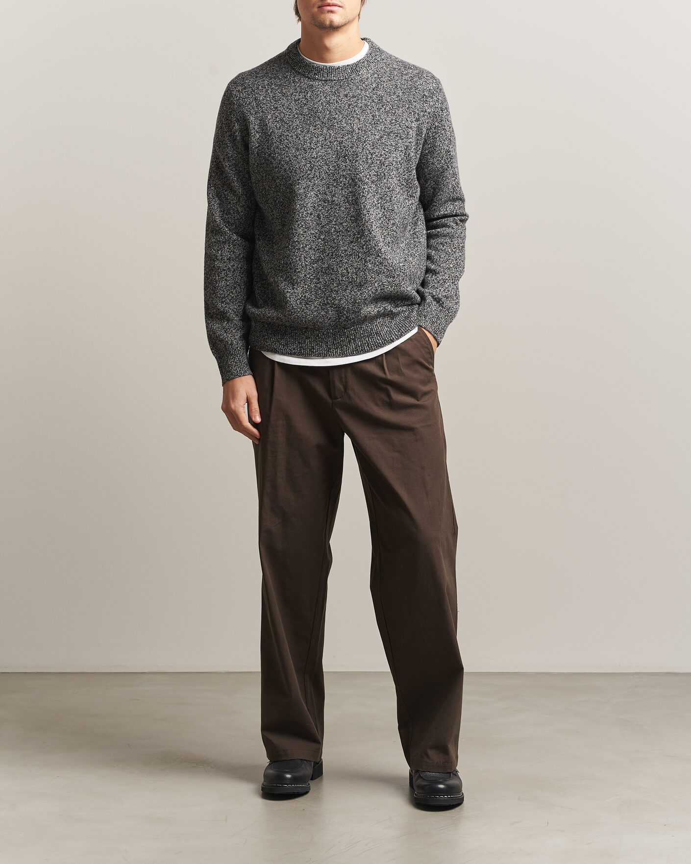 Homme | Pulls Et Tricots | Samsøe Samsøe | Isak Knitted Crew Neck Black White Melange