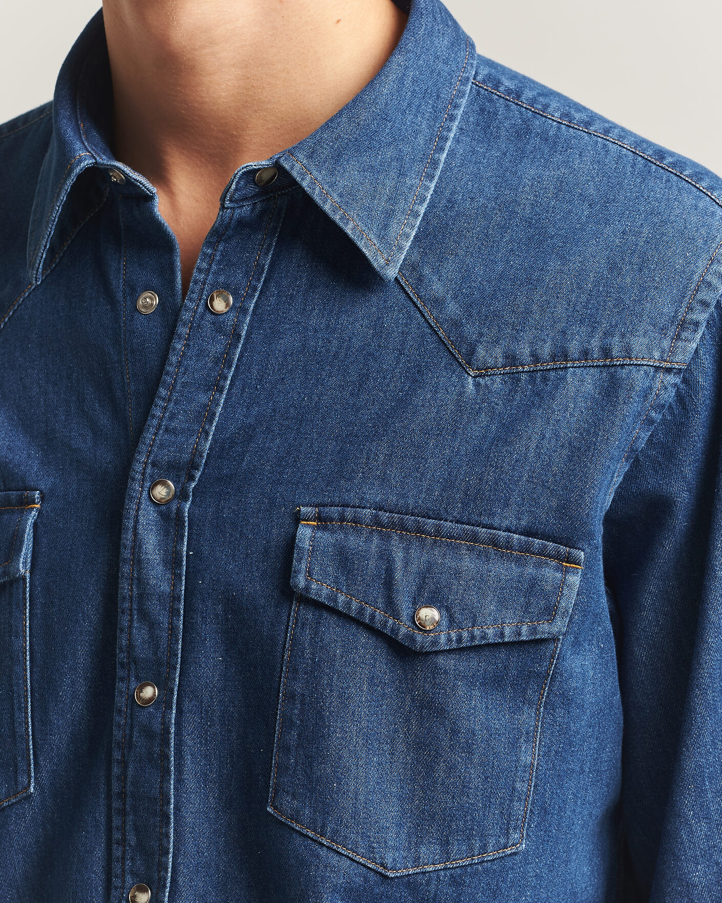Heren | Overhemden | Oscar Jacobson | Straight Fit Western Shirt Blue