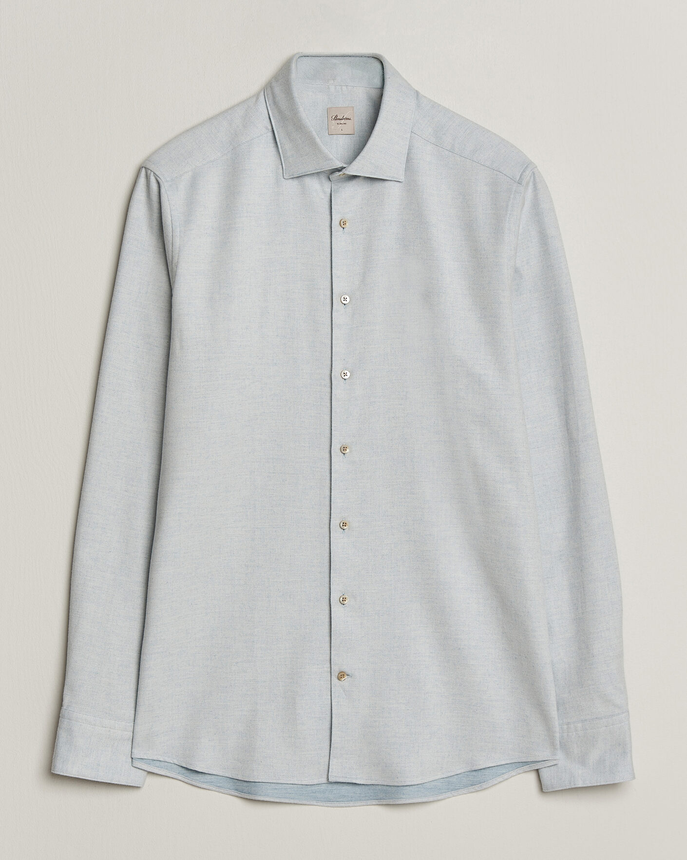 Heren | Overhemden | Stenströms | Slimline Flannel Shirt Light Blue