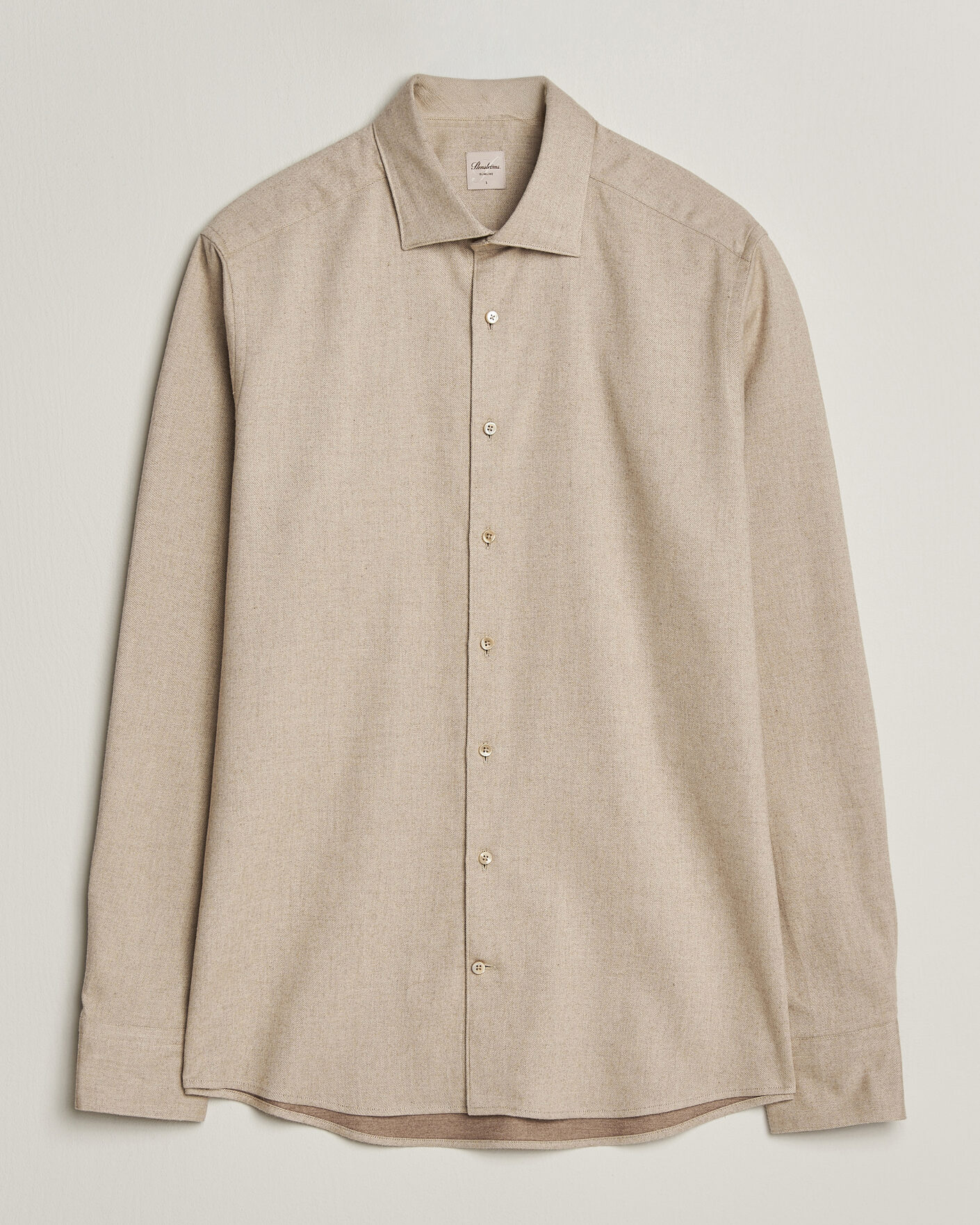 Homme | Chemises | Stenströms | Slimline Flannel Shirt Beige