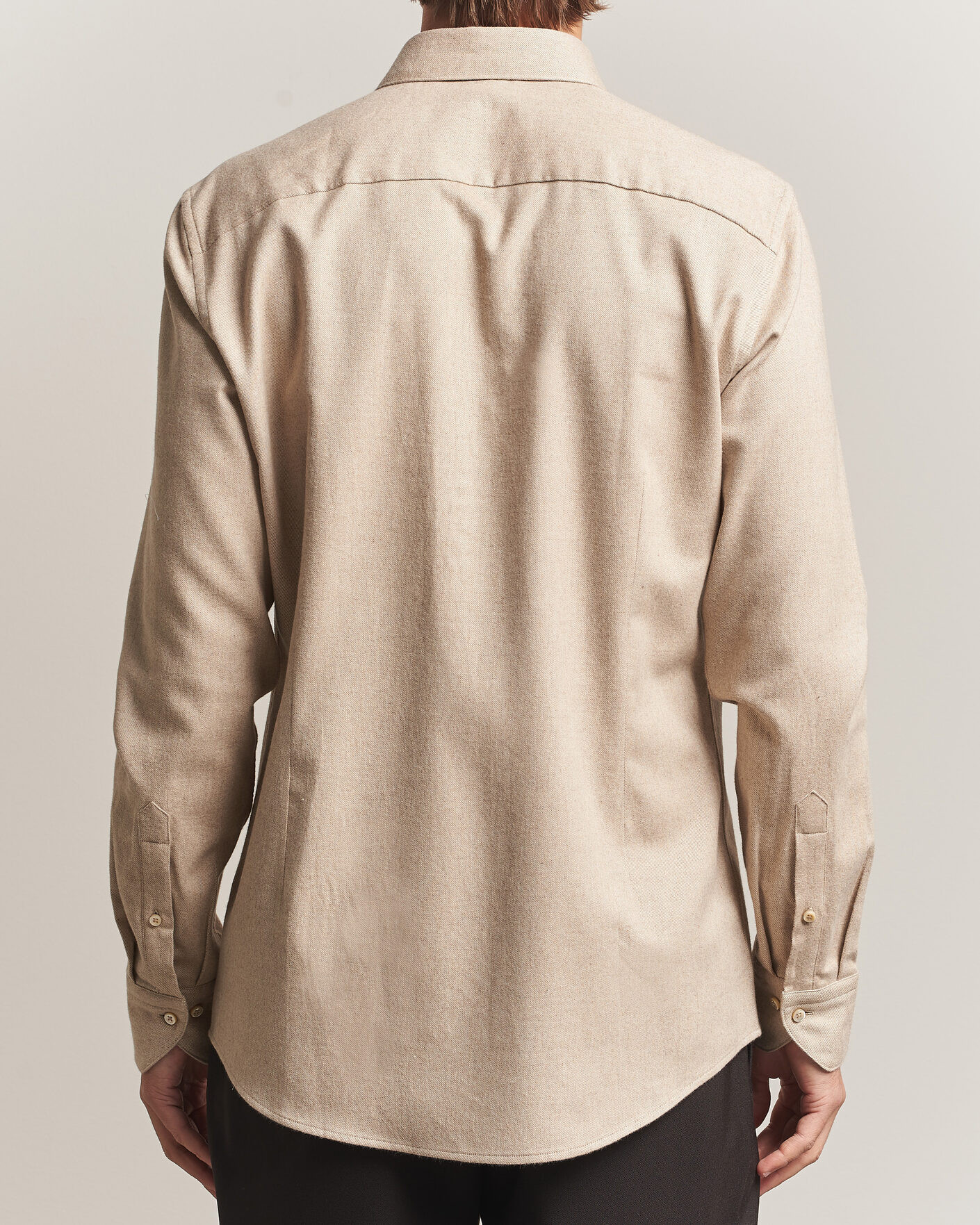 Homme | Chemises | Stenströms | Slimline Flannel Shirt Beige
