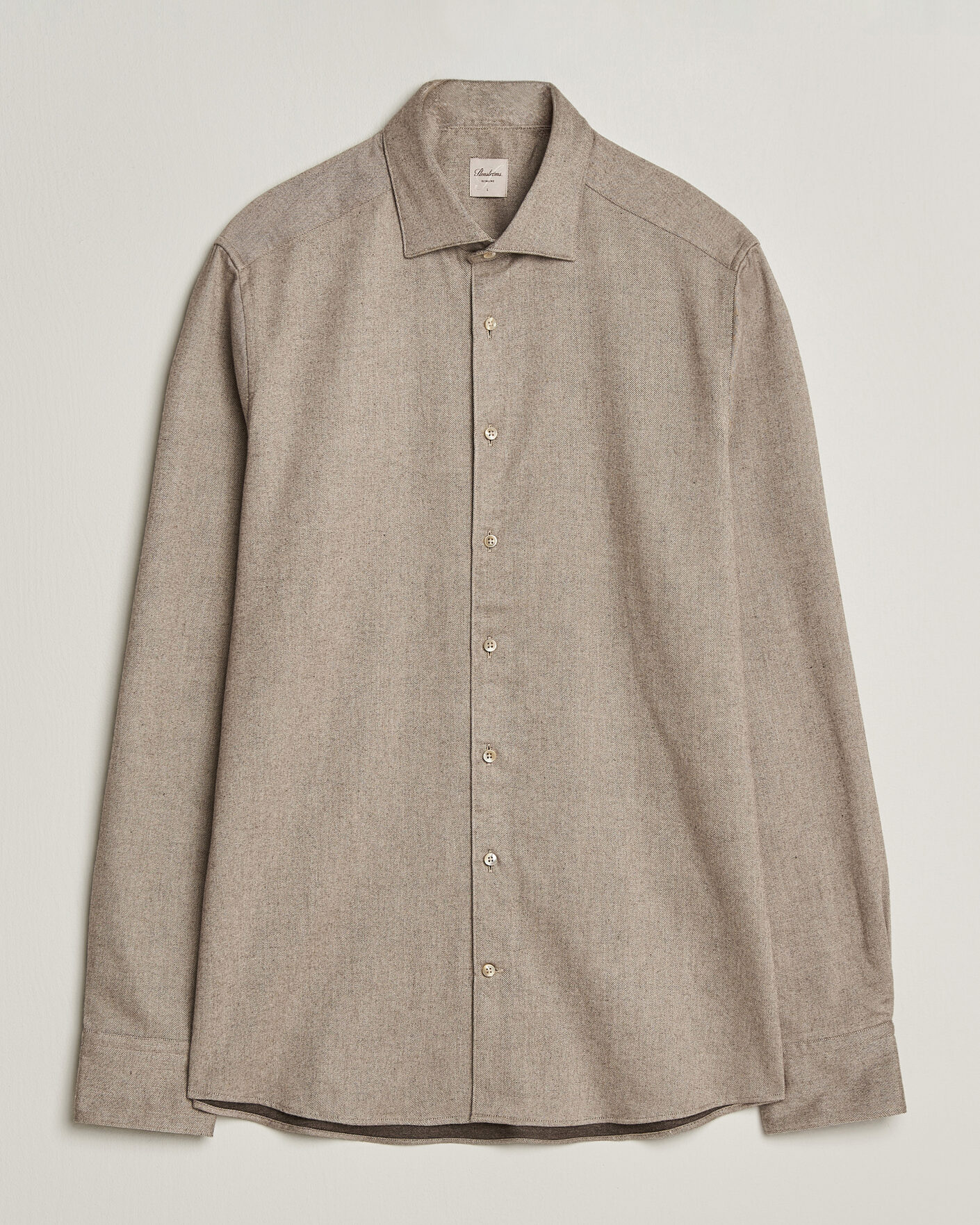 Homme | Chemises | Stenströms | Slimline Flannel Shirt Light Brown