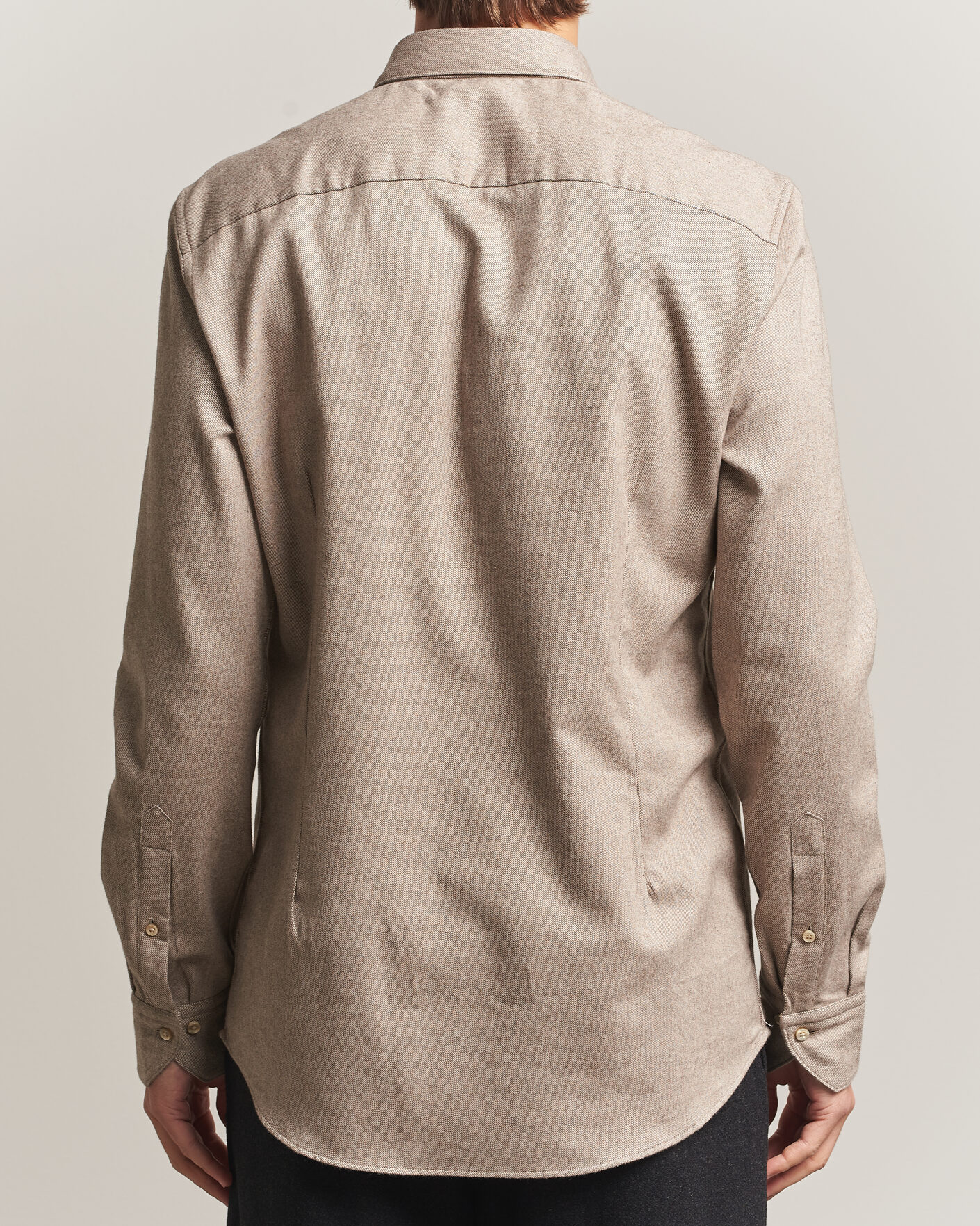 Homme | Chemises | Stenströms | Slimline Flannel Shirt Light Brown