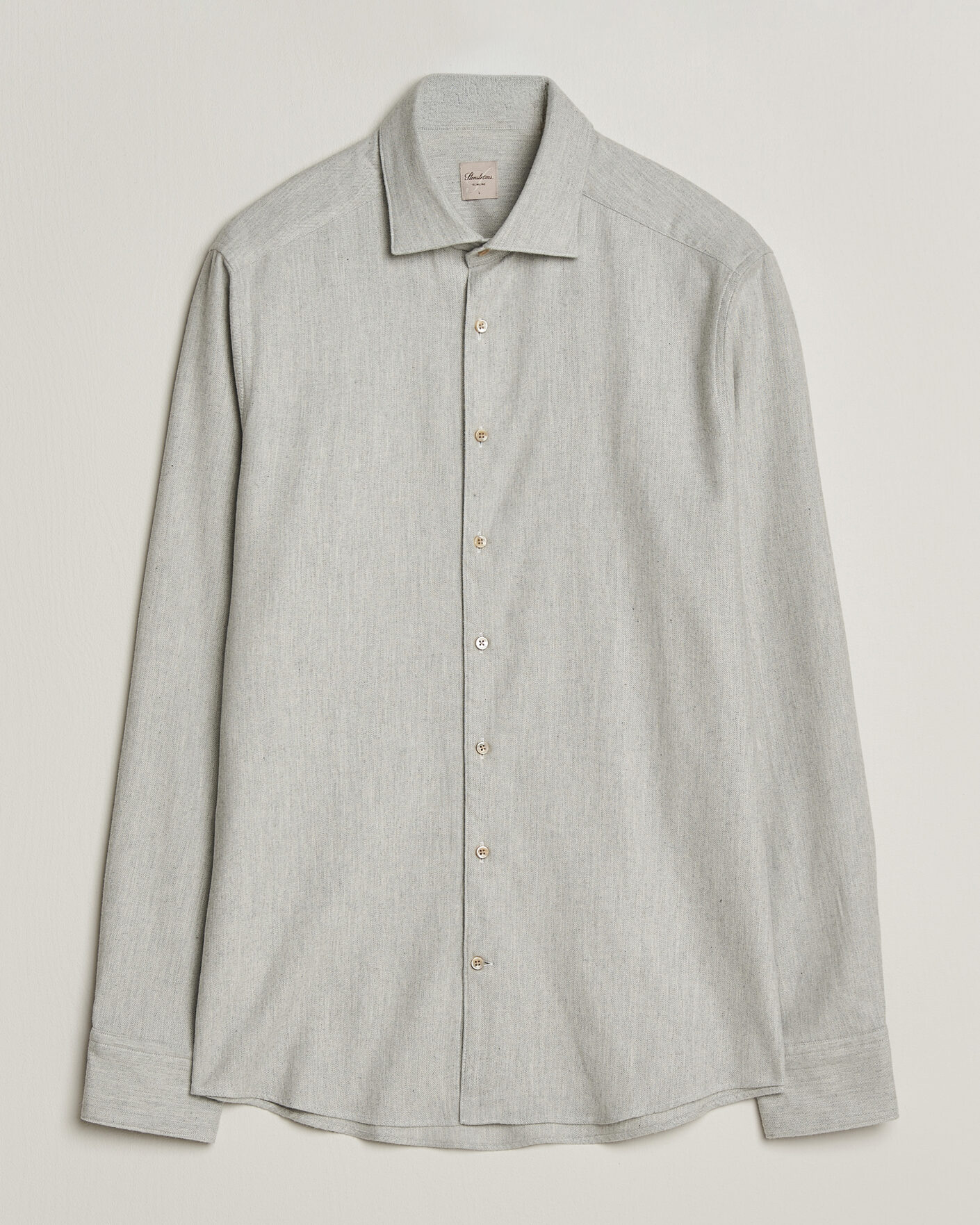 Homme | Chemises | Stenströms | Slimline Flannel Shirt Light Grey