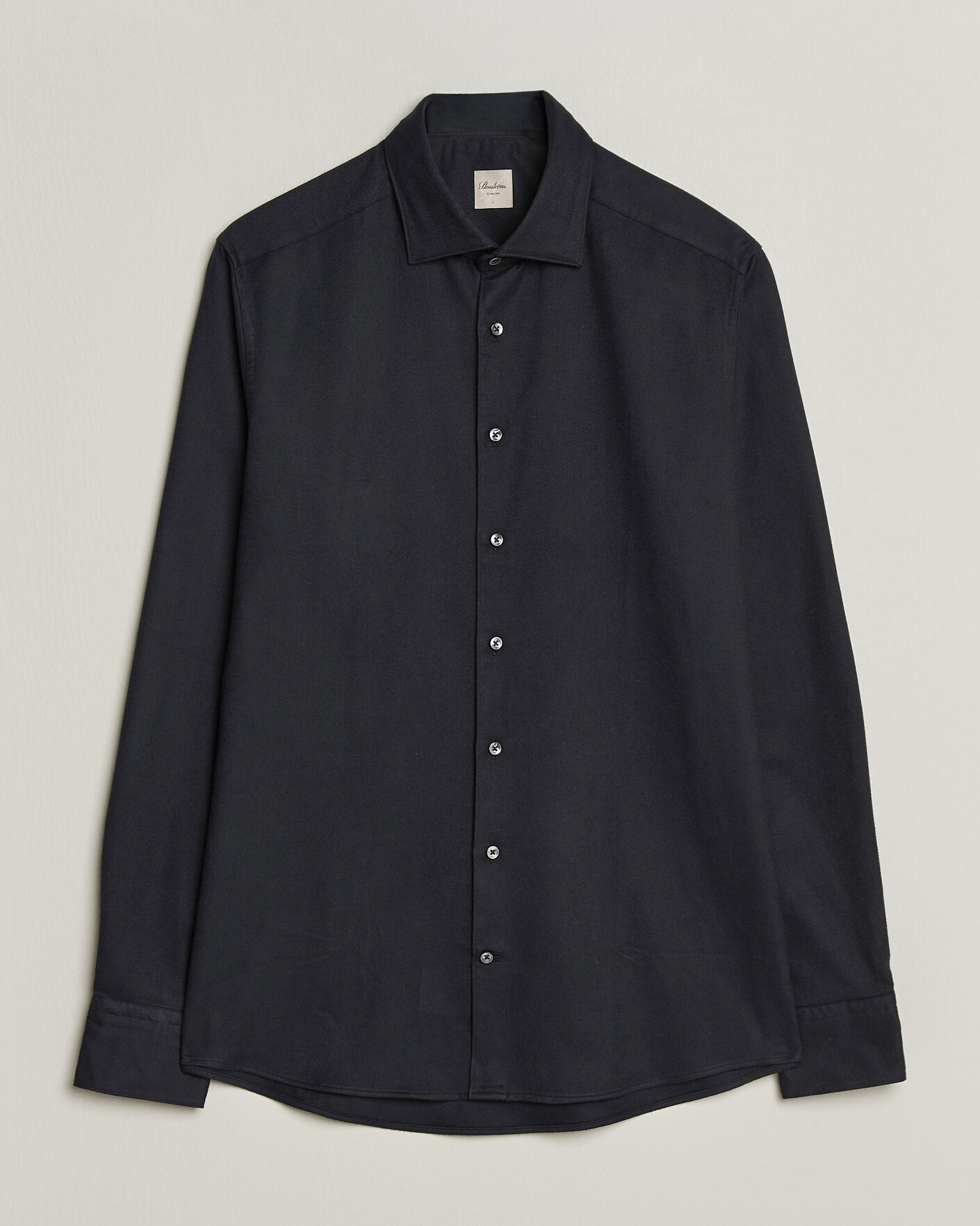 Heren | Overhemden | Stenströms | Slimline Flannel Shirt Black