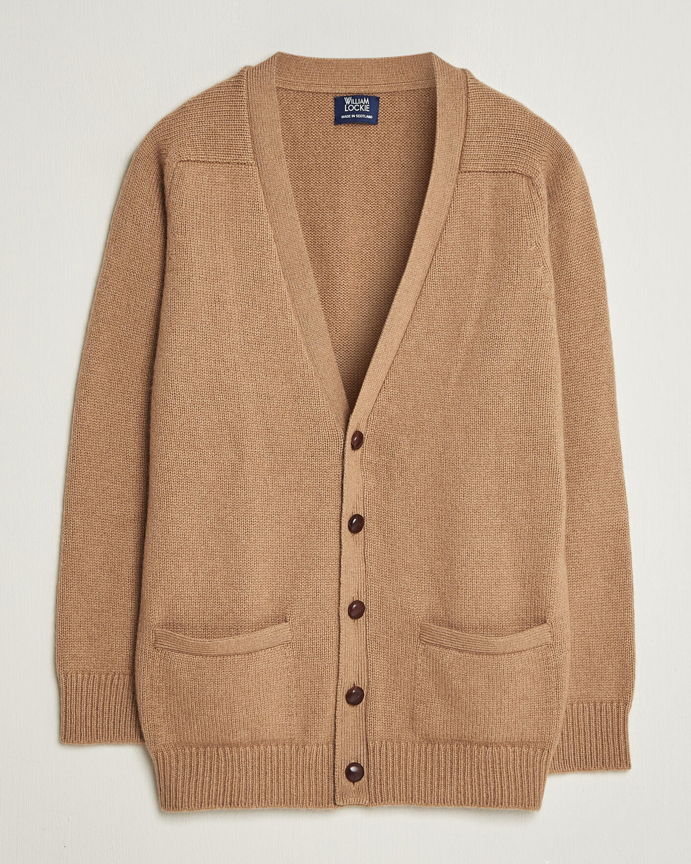 Homme | Pulls Et Tricots | William Lockie | Datchet Camelhair Cardigan Natural Brown