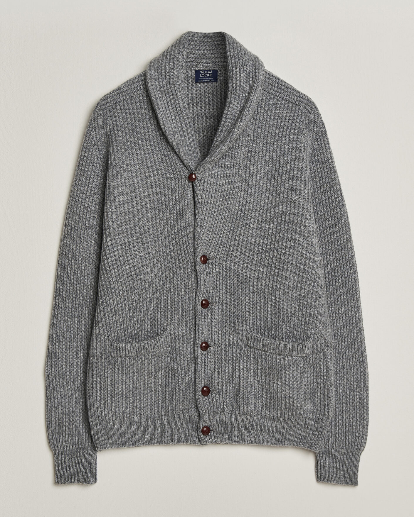 Homme | Pulls Et Tricots | William Lockie | Windsor Cashmere Shawl Cardigan Flannel Grey