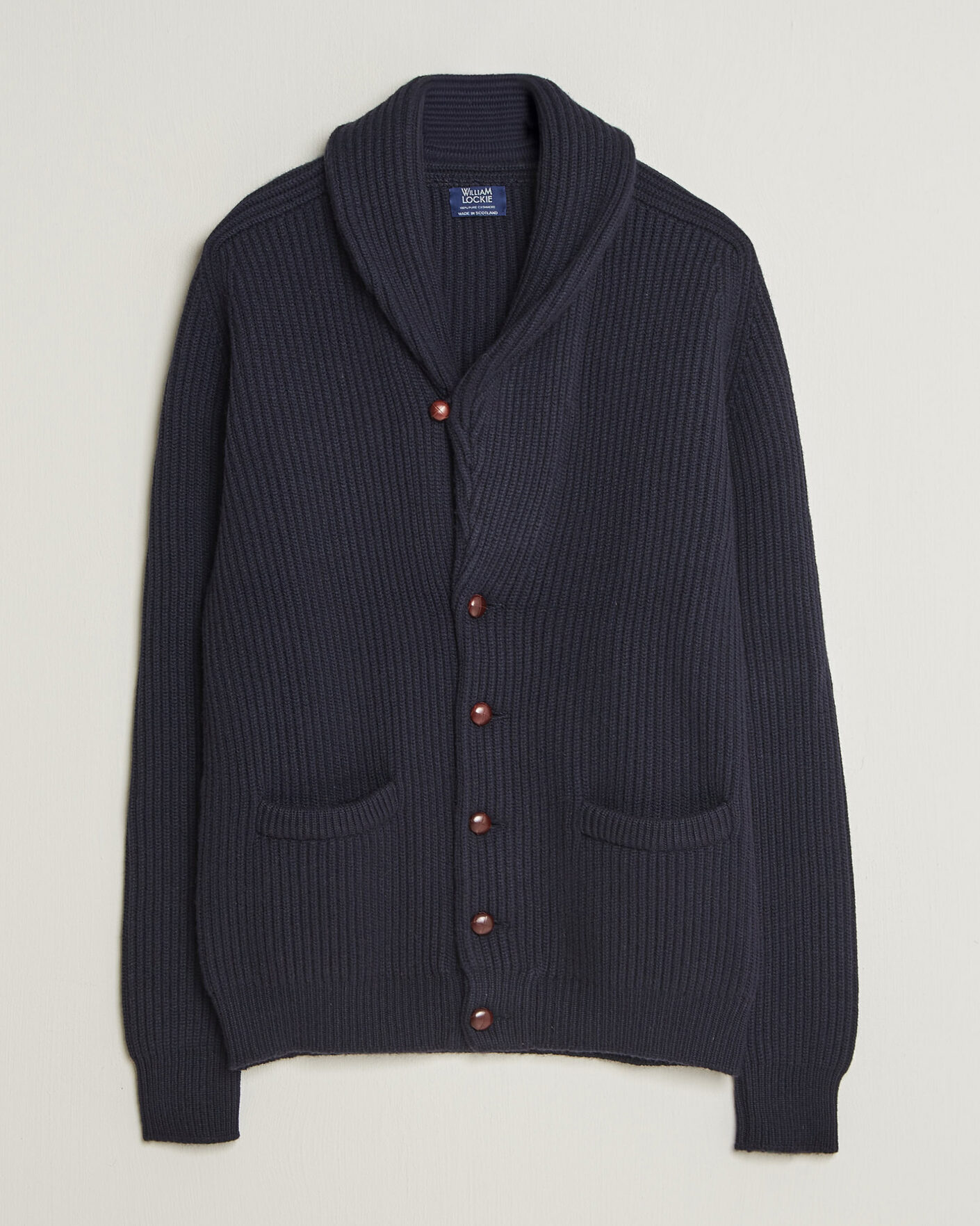 Heren | Truien | William Lockie | Windsor Cashmere Shawl Cardigan Navy