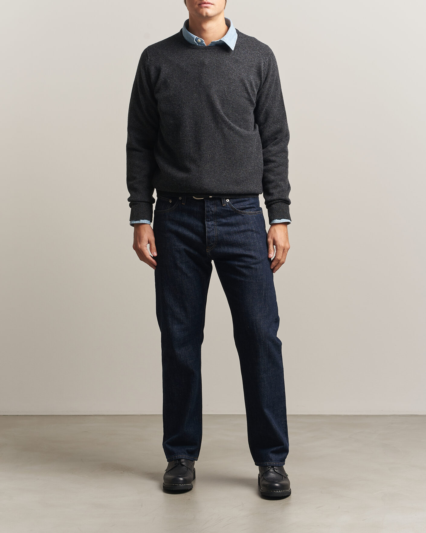 Homme | Pulls Et Tricots | William Lockie | Rob Lambswool Crewneck Charcoal