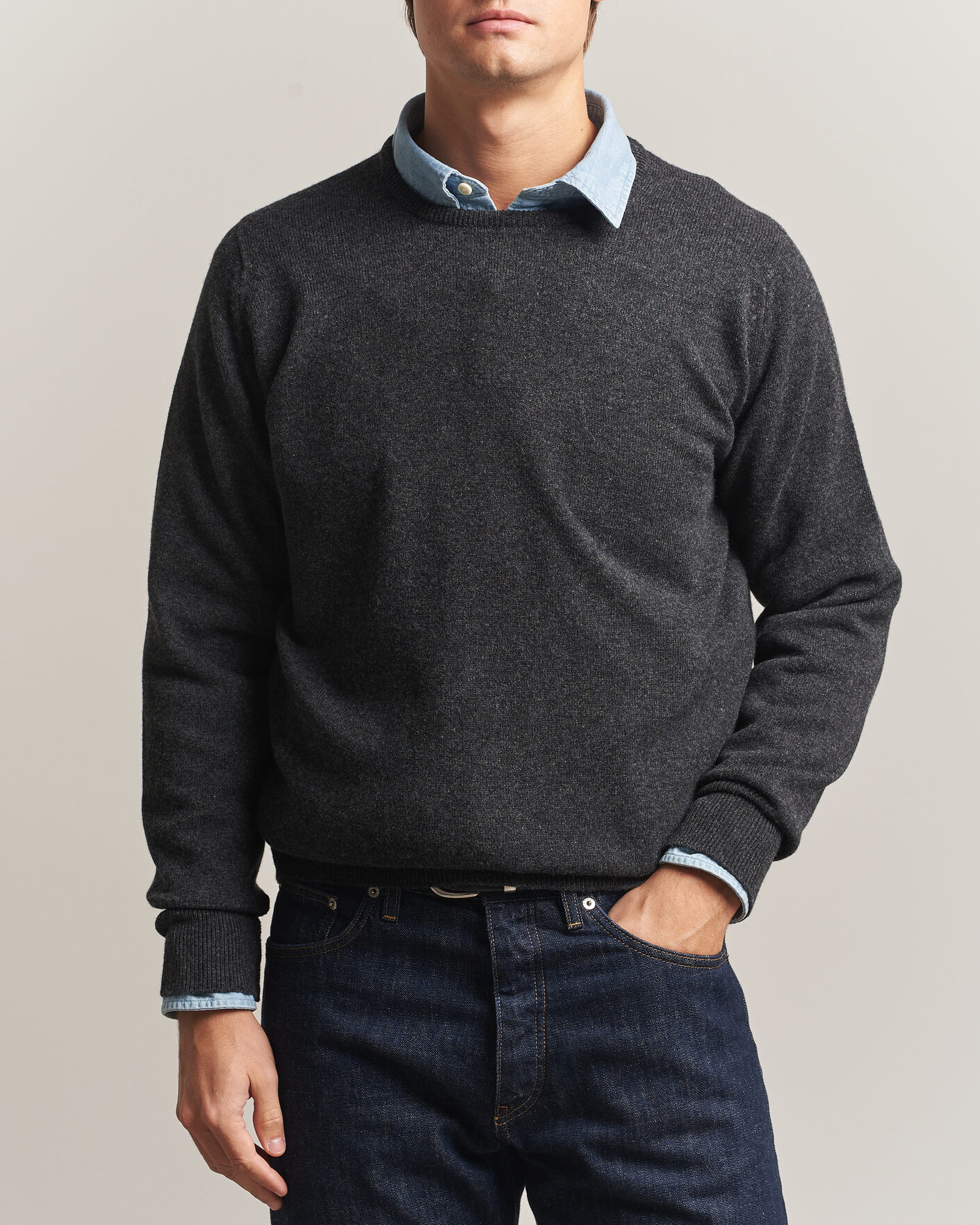 Homme | Pulls Et Tricots | William Lockie | Rob Lambswool Crewneck Charcoal