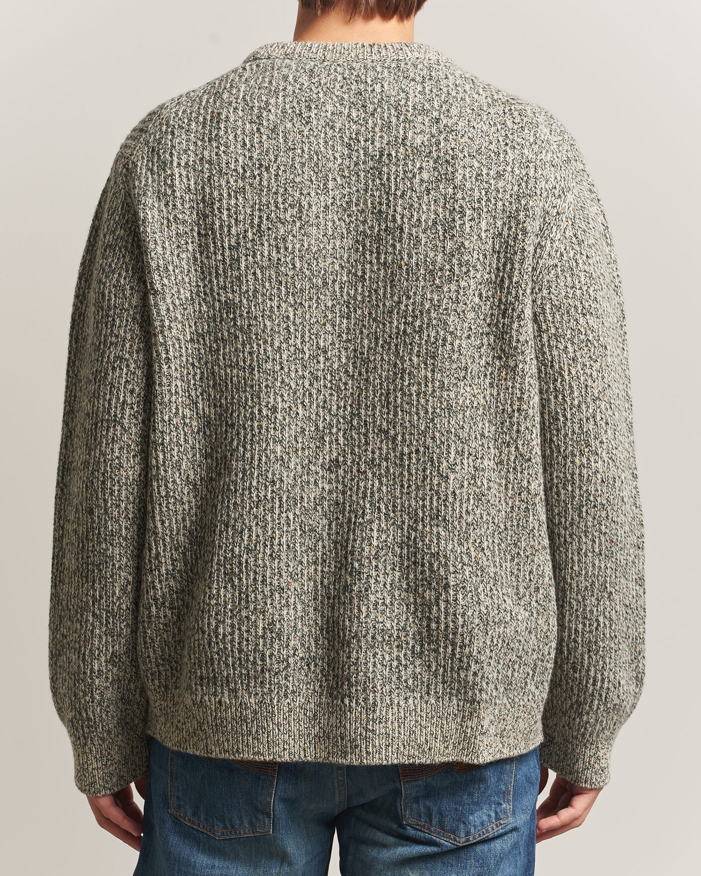 Heren | Truien | Nudie Jeans | August Wool Rib Knitted Sweater Green Melange