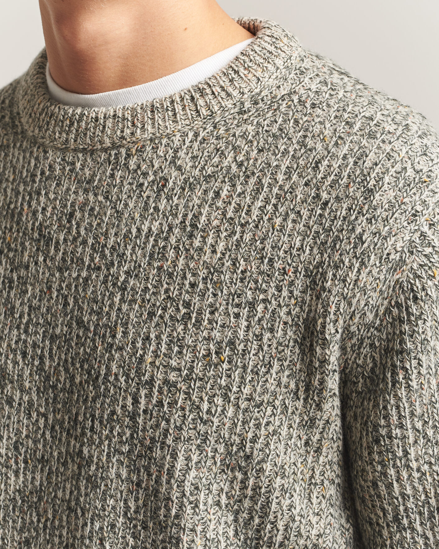 Heren | Truien | Nudie Jeans | August Wool Rib Knitted Sweater Green Melange
