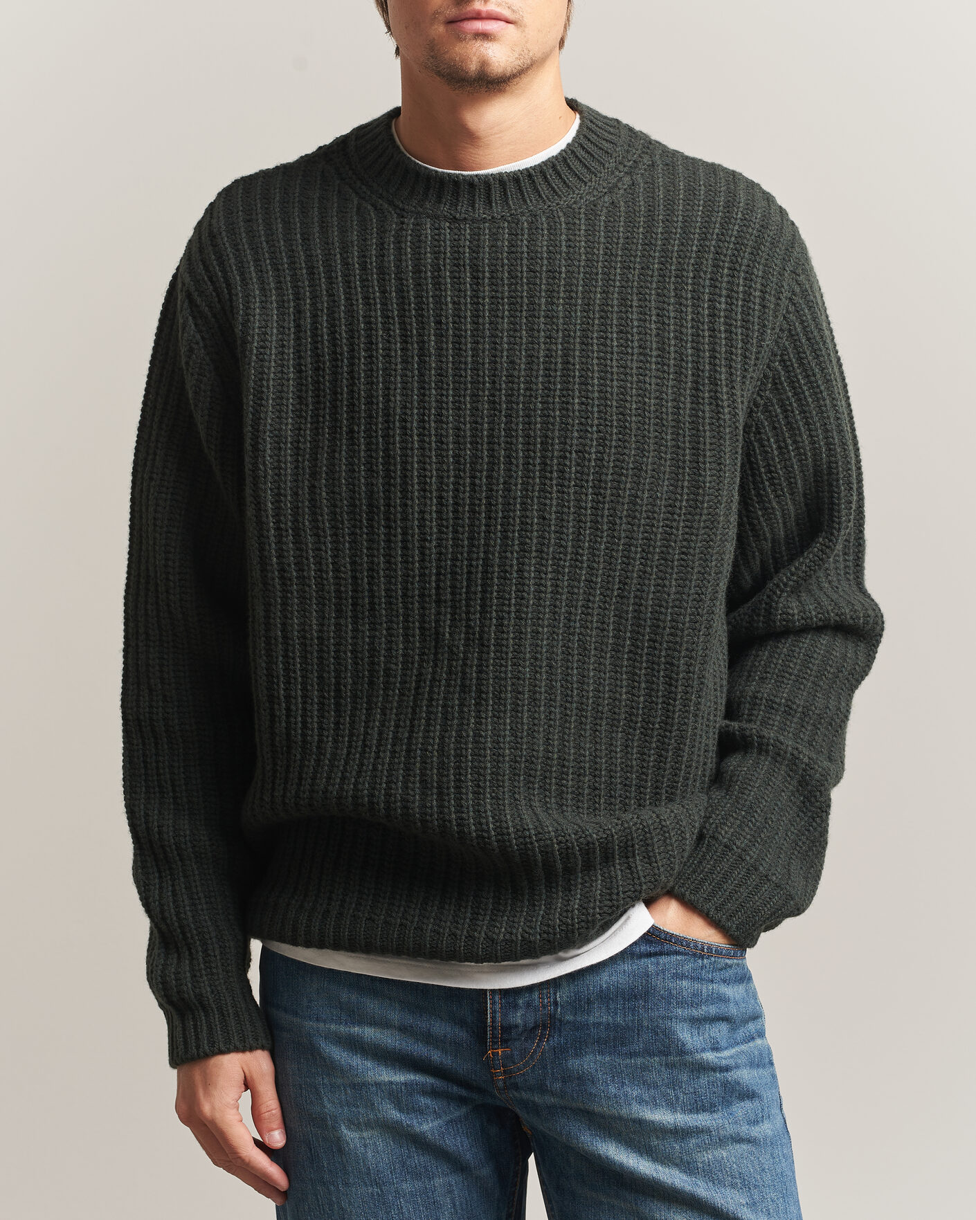 Homme | Pulls Et Tricots | Nudie Jeans | Gurry Chunky Knitted Sweater Racing Green