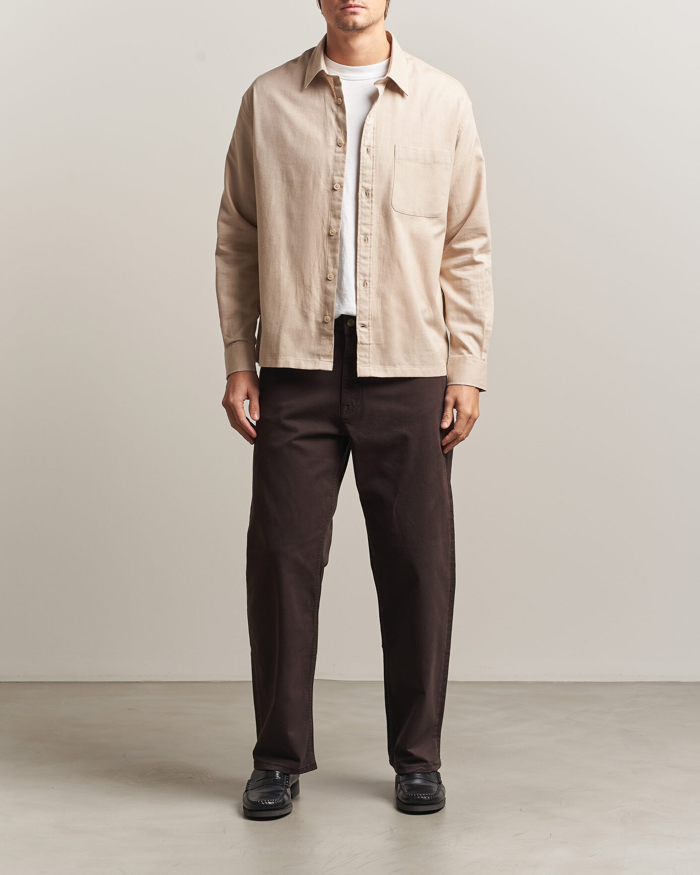 Heren | Overhemden | NN07 | Deon Brushed Light Flannel Shirt Desert Khaki